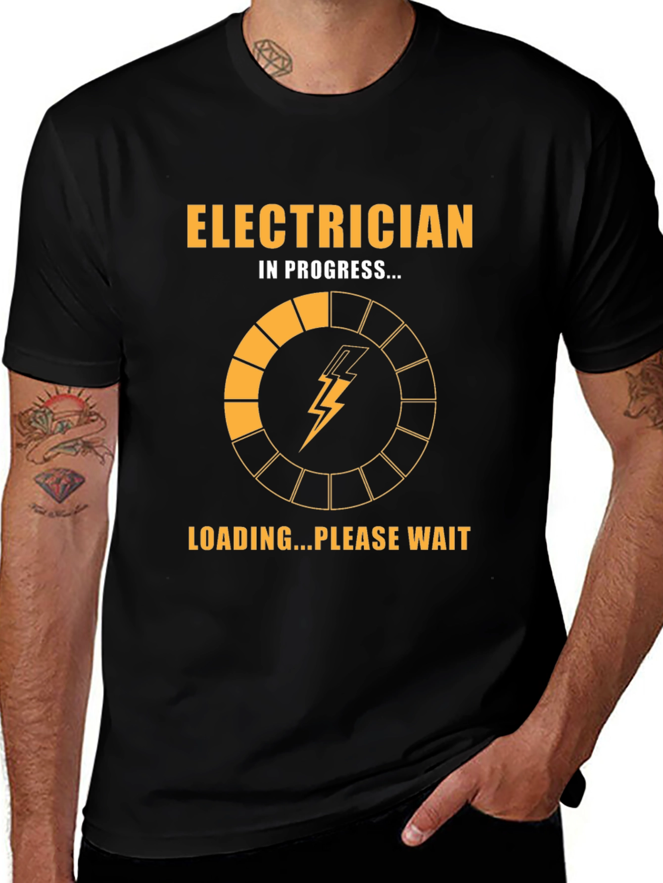 Electrician in Progress Funny T-Shirt - Black Cotton Tee