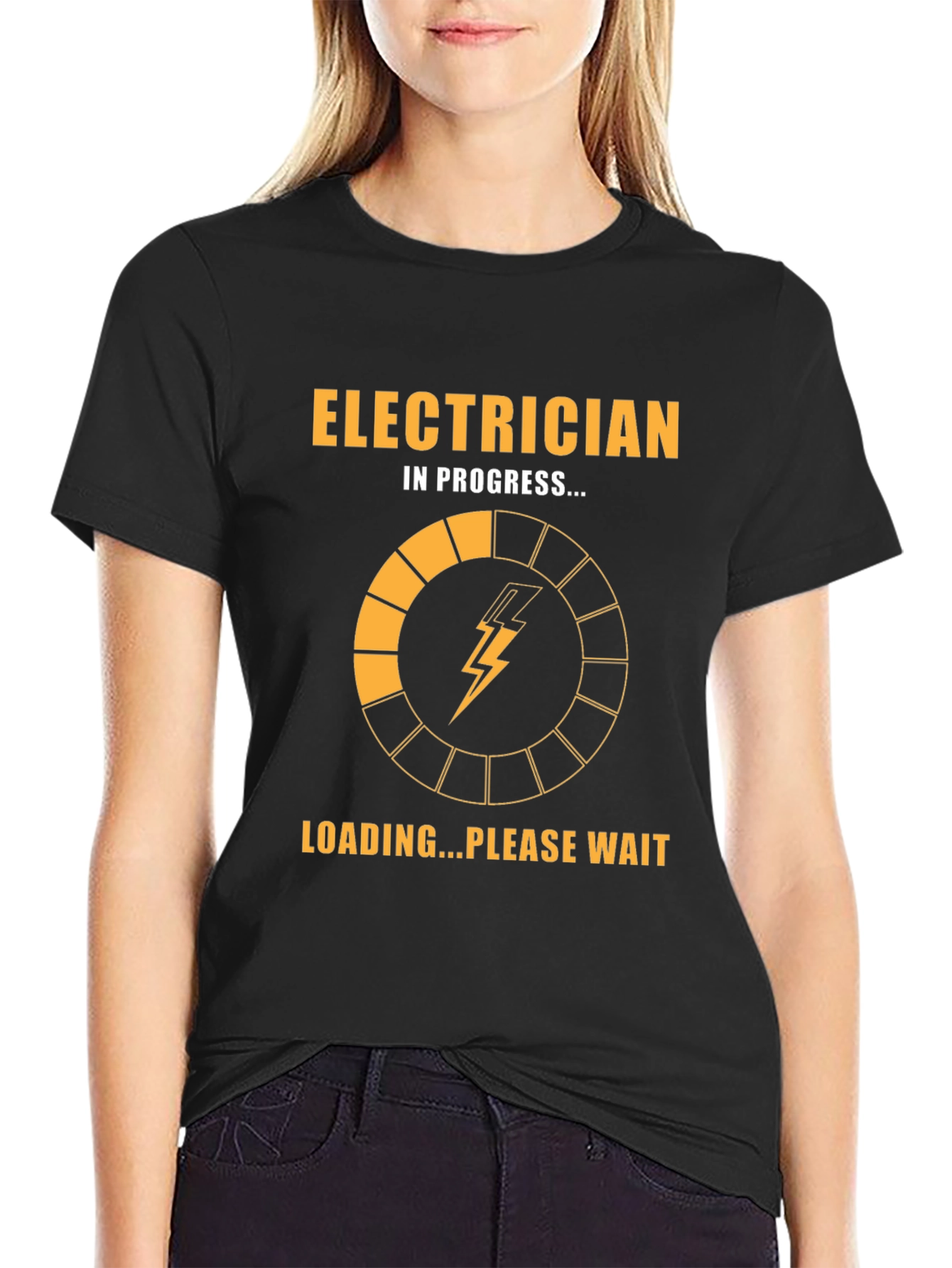 Electrician in Progress Funny T-Shirt - Black Cotton Tee