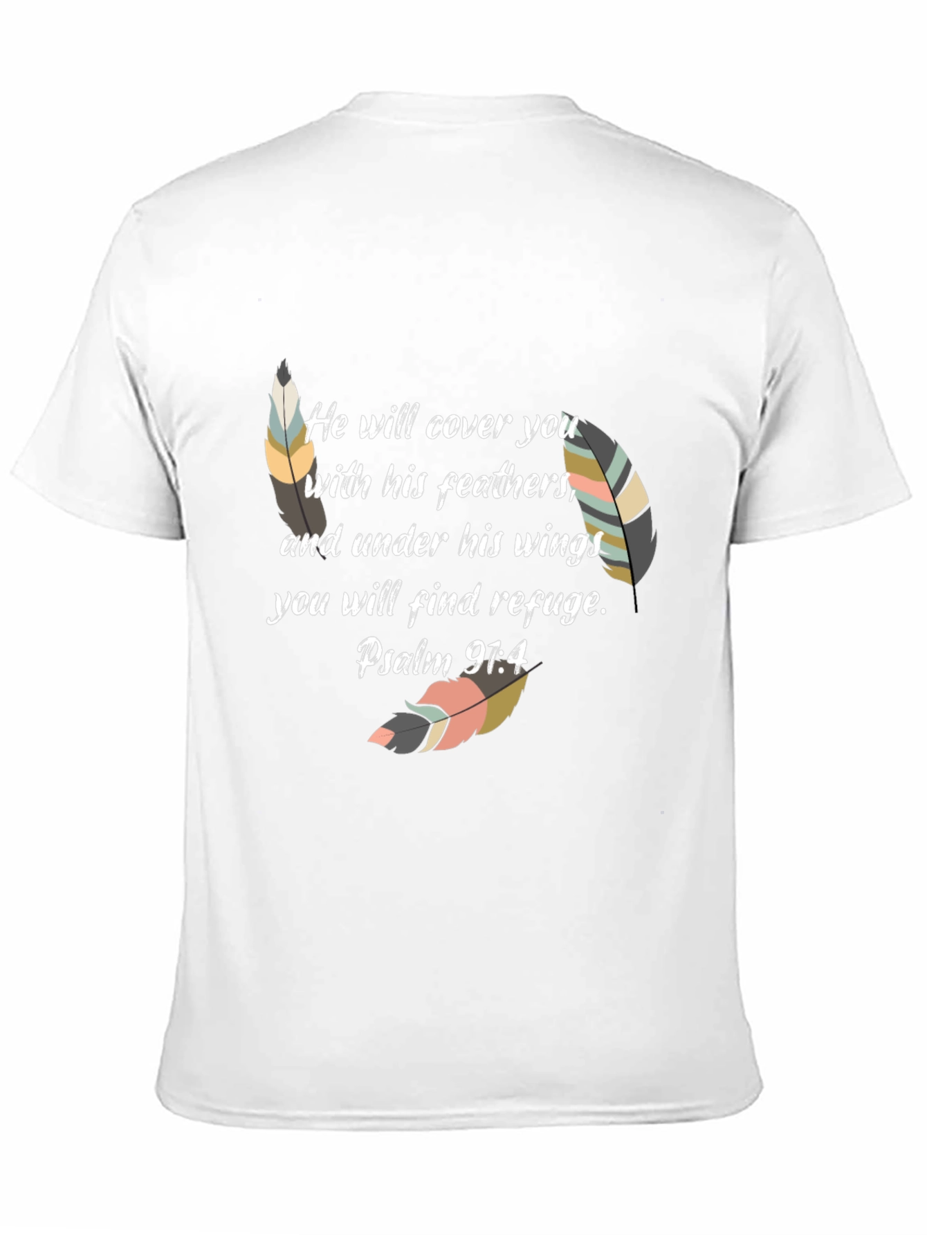 Faith-Based Feather Graphic Tee - Psalm 91:4