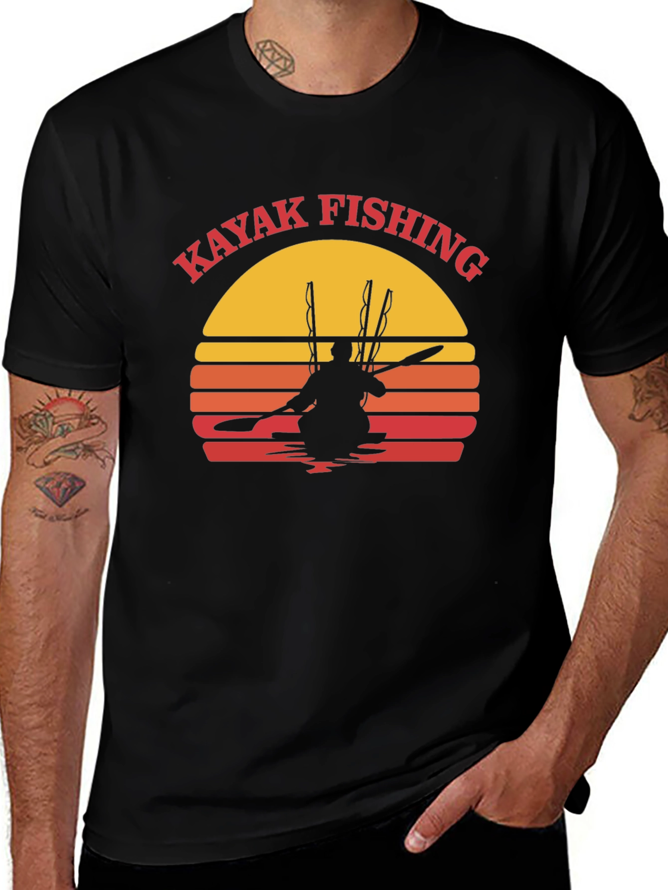 Kayak Fishing Sunset Graphic Tee