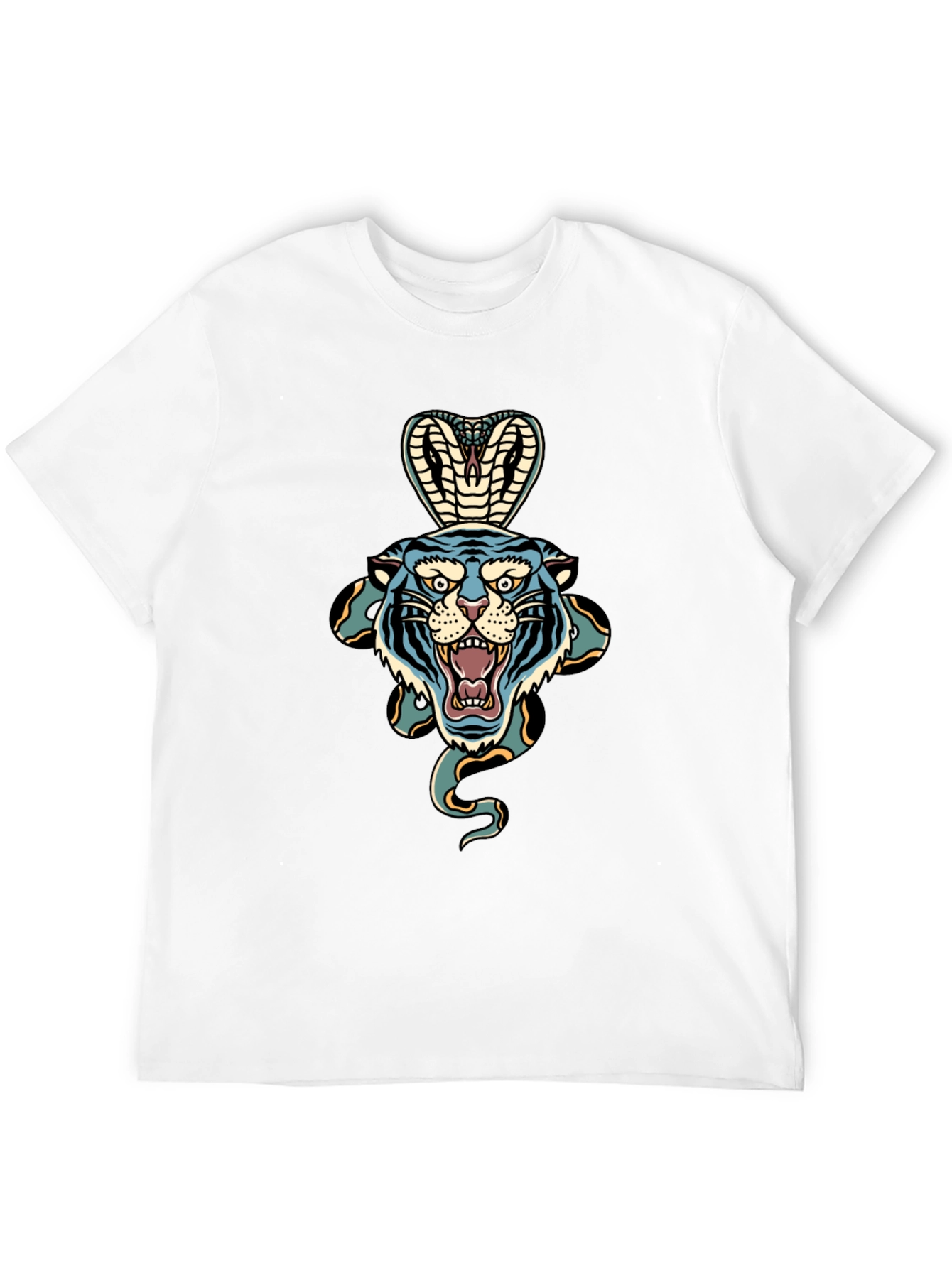 Tiger Cobra Graphic Tee - Bold Black T-Shirt