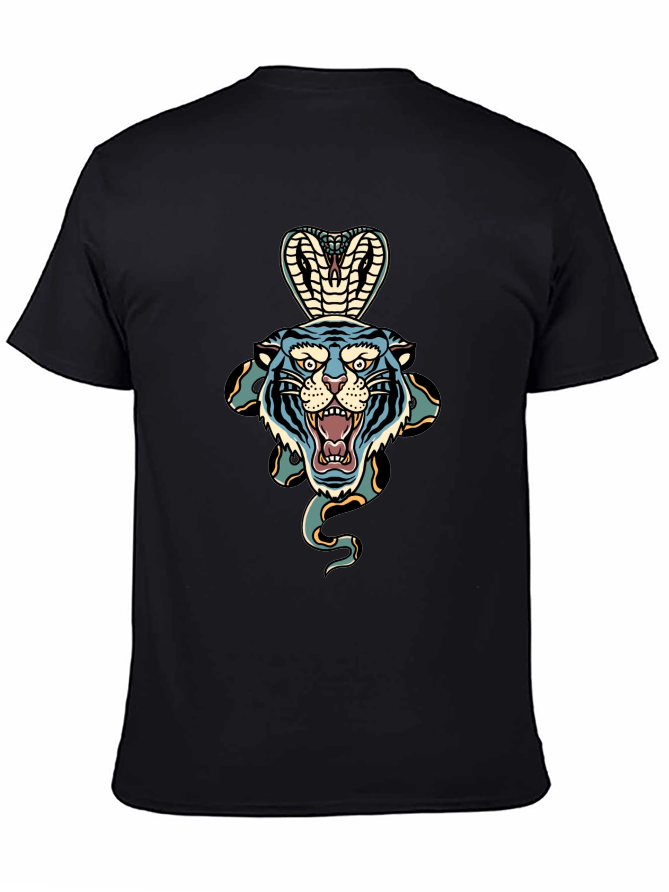 Tiger Cobra Graphic Tee - Bold Black T-Shirt