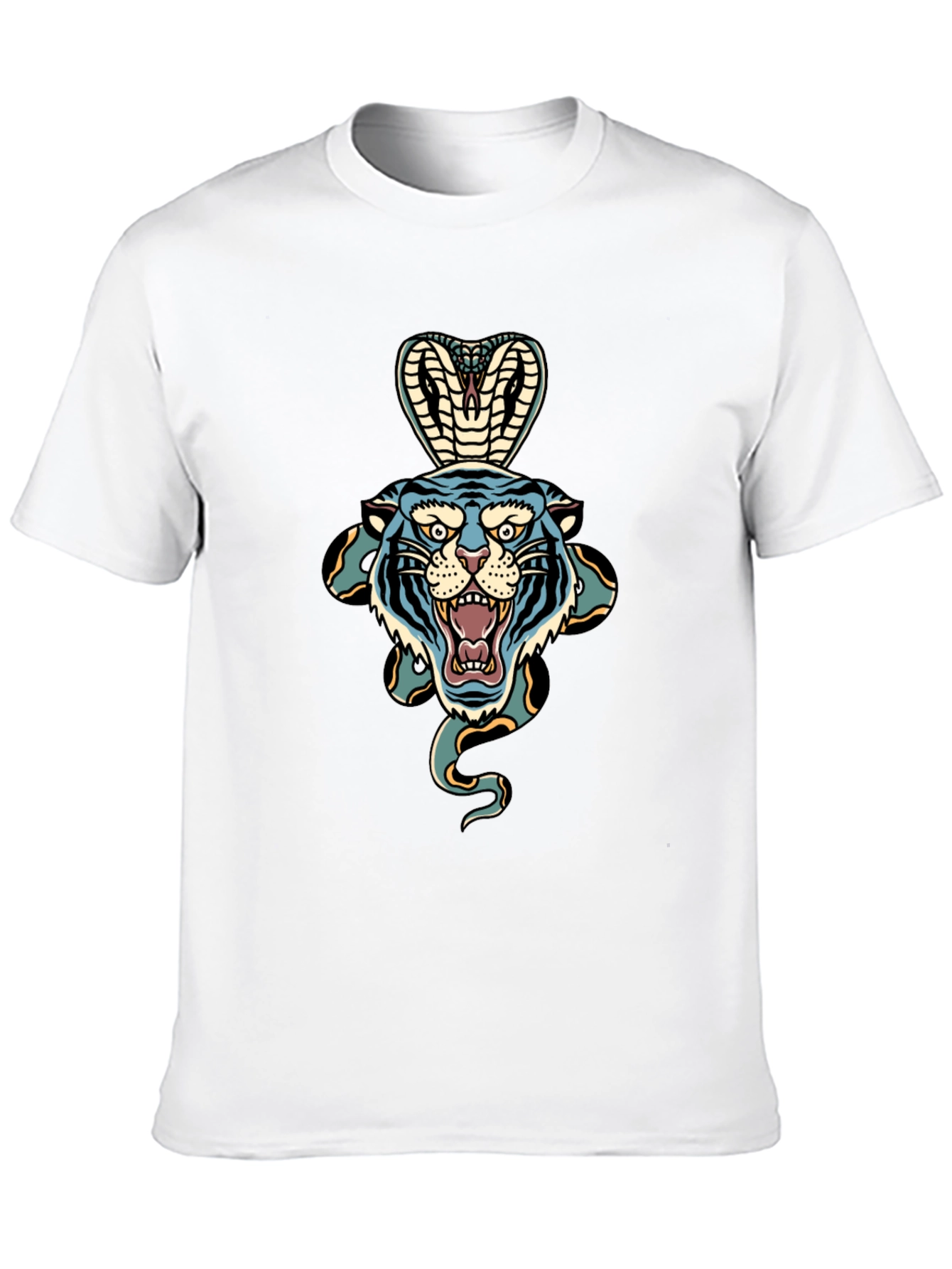 Tiger Cobra Graphic Tee - Bold Black T-Shirt