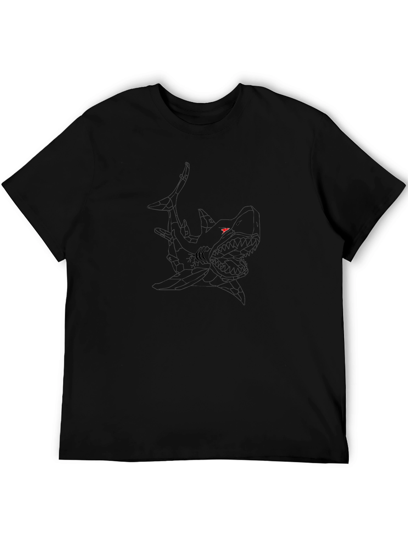 Black T-Shirt with Shark Graphic Print