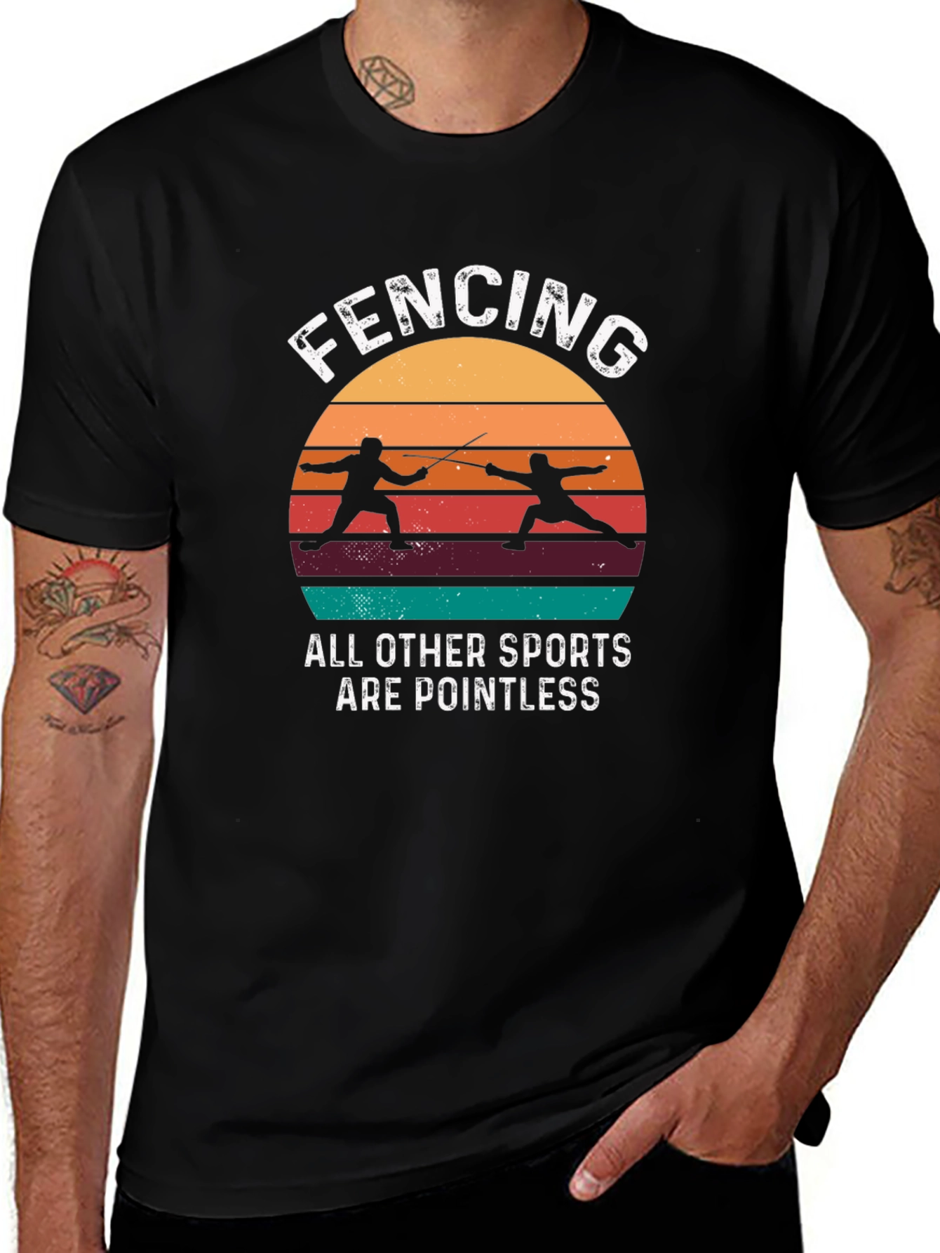 Fencing Retro Graphic T-Shirt