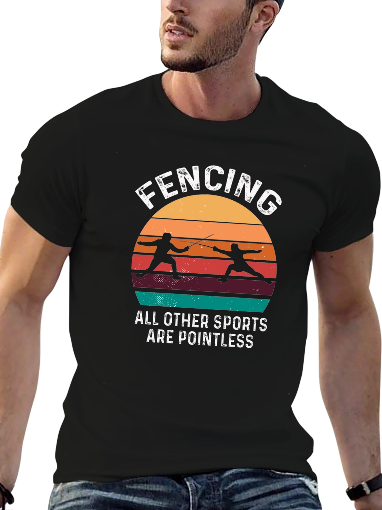 Fencing Retro Graphic T-Shirt