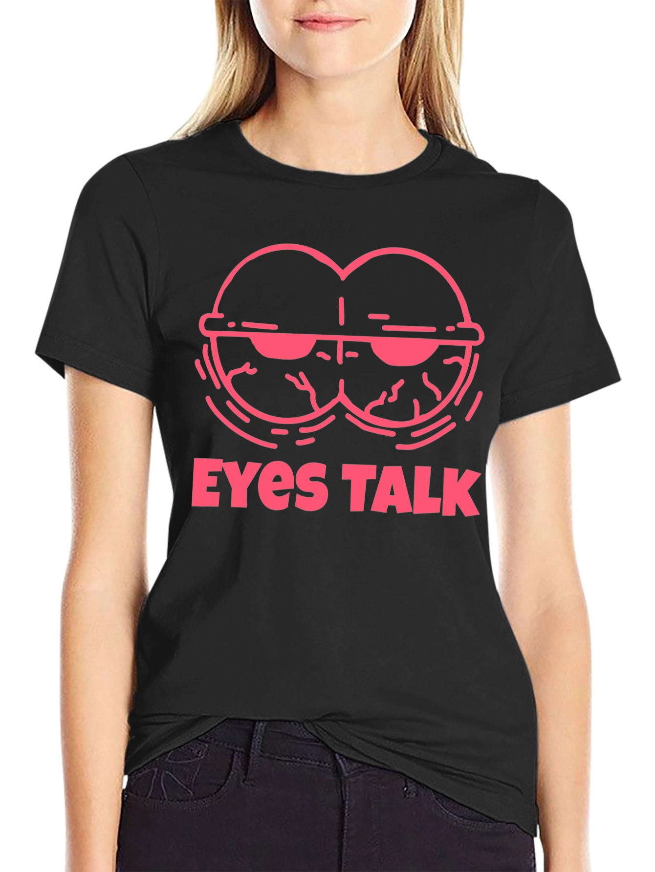 Eyes Talk Graphic Tee - Cool Black T-Shirt
