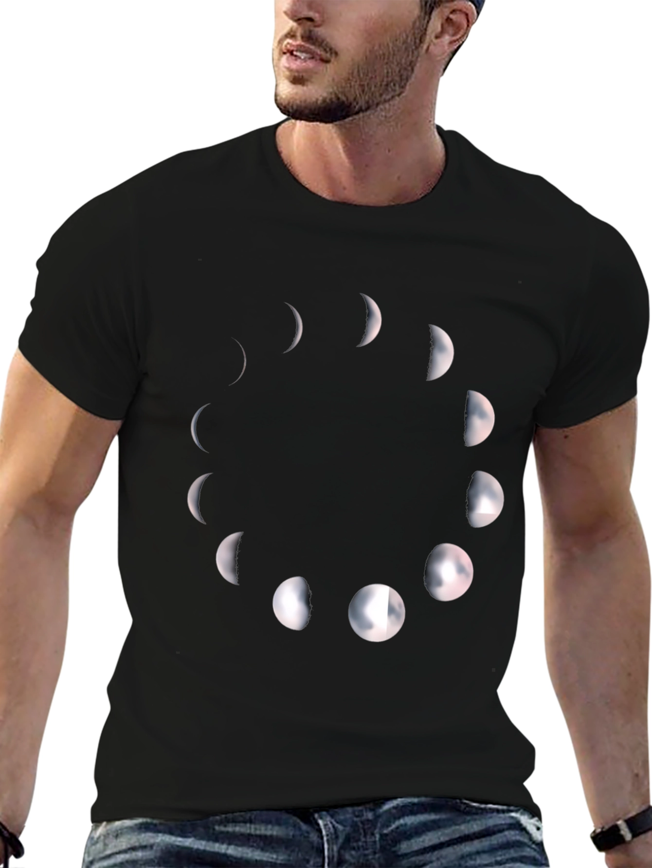 Phases of the Moon Black Graphic Tee