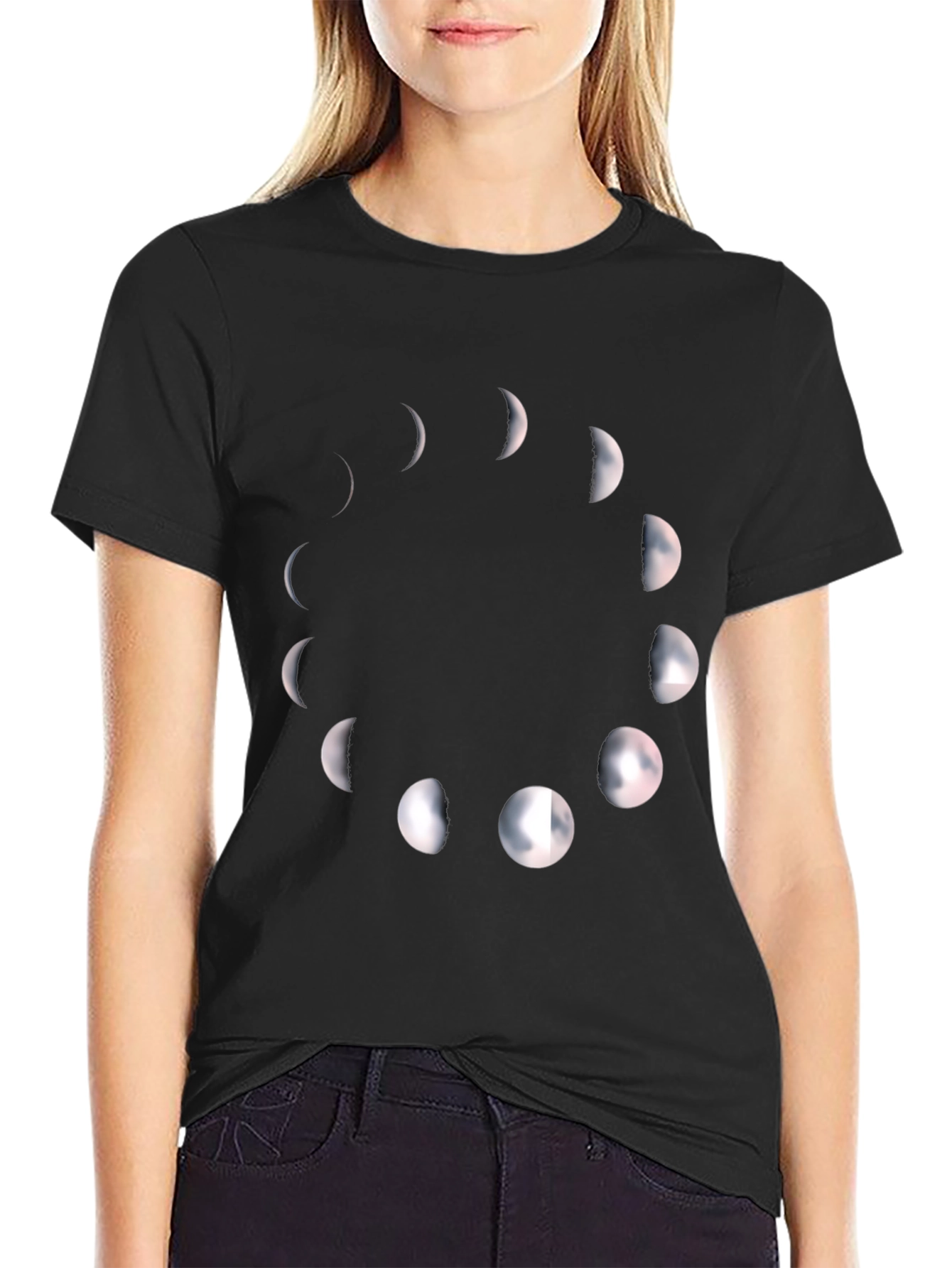 Phases of the Moon Black Graphic Tee