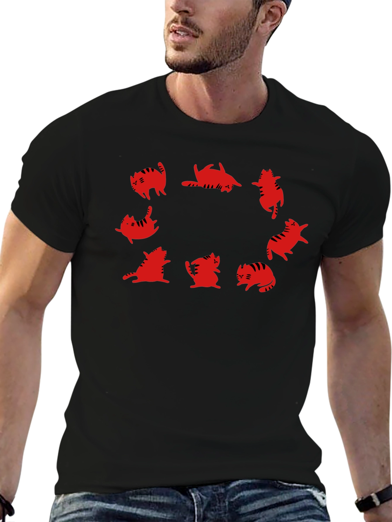 Cat Circle Graphic Tee - Unique Design!