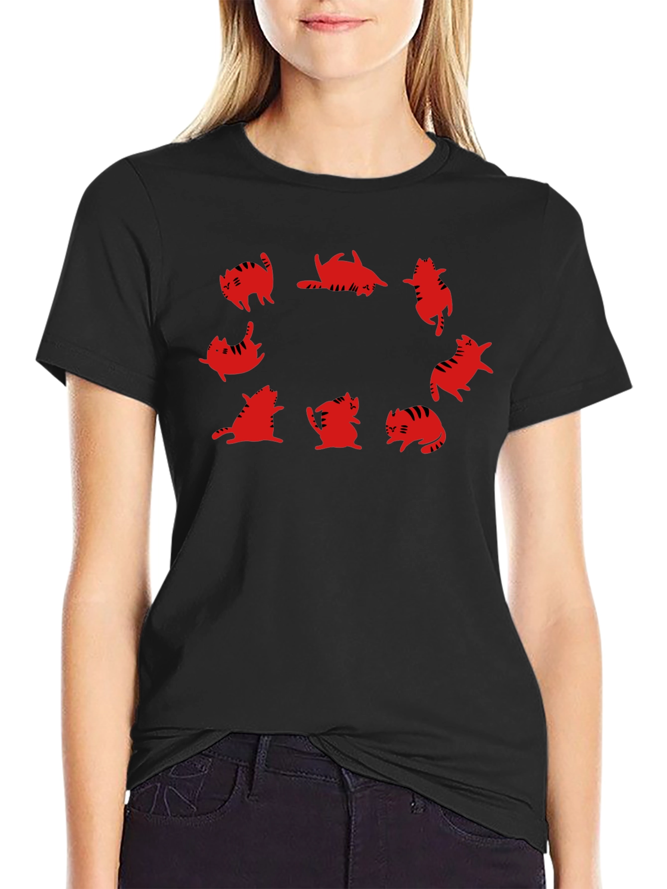 Cat Circle Graphic Tee - Unique Design!