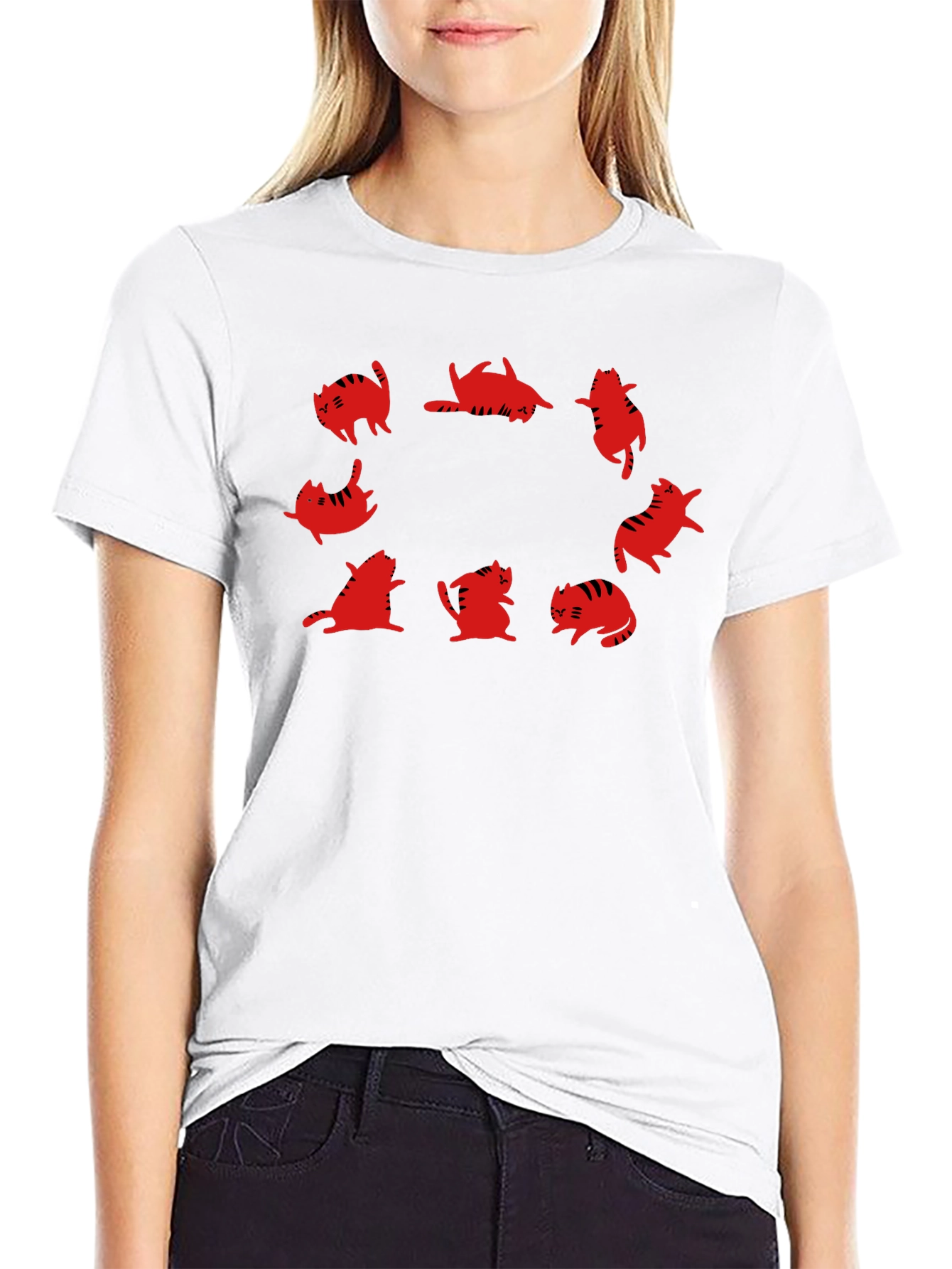 Cat Circle Graphic Tee - Unique Design!