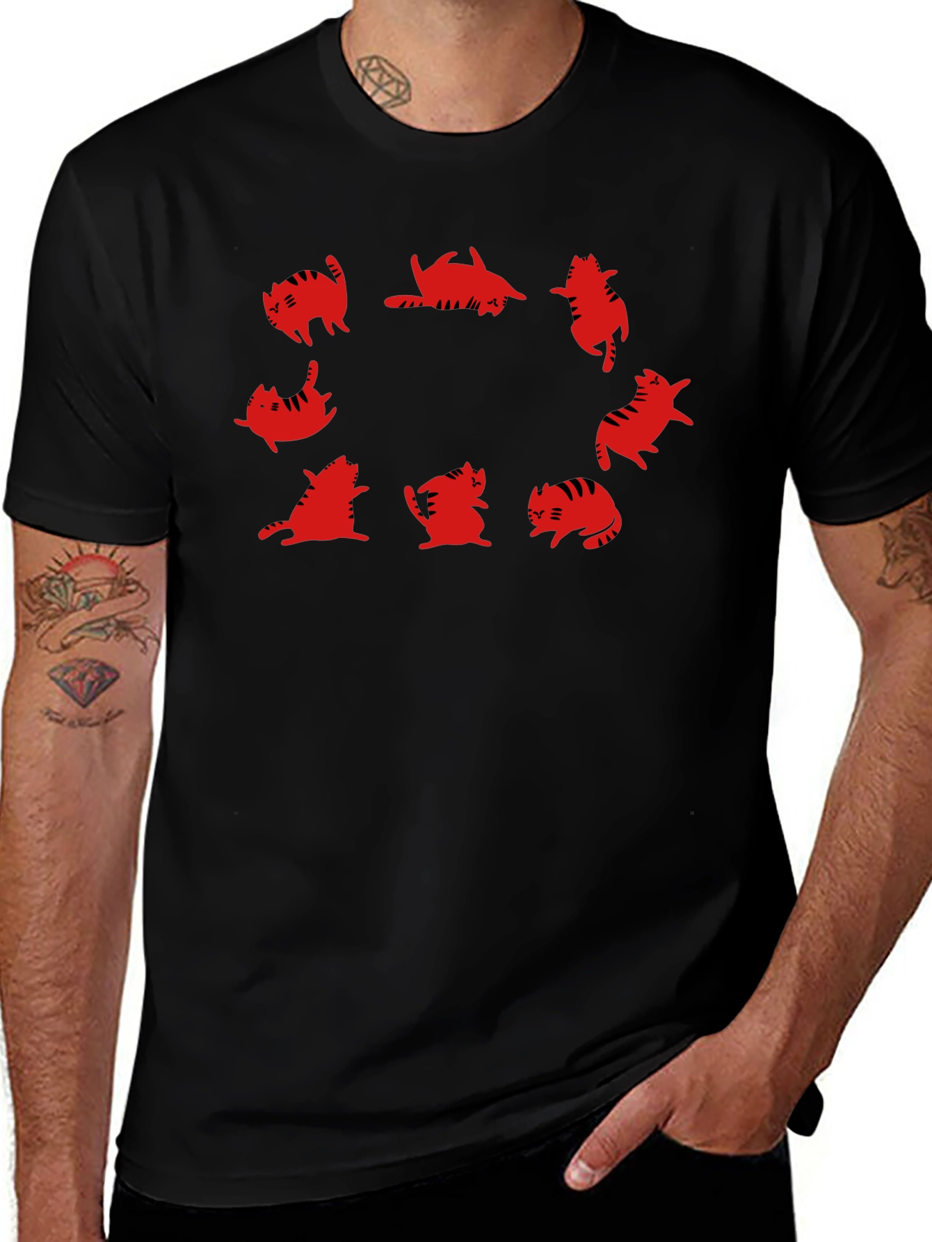Cat Circle Graphic Tee - Unique Design!