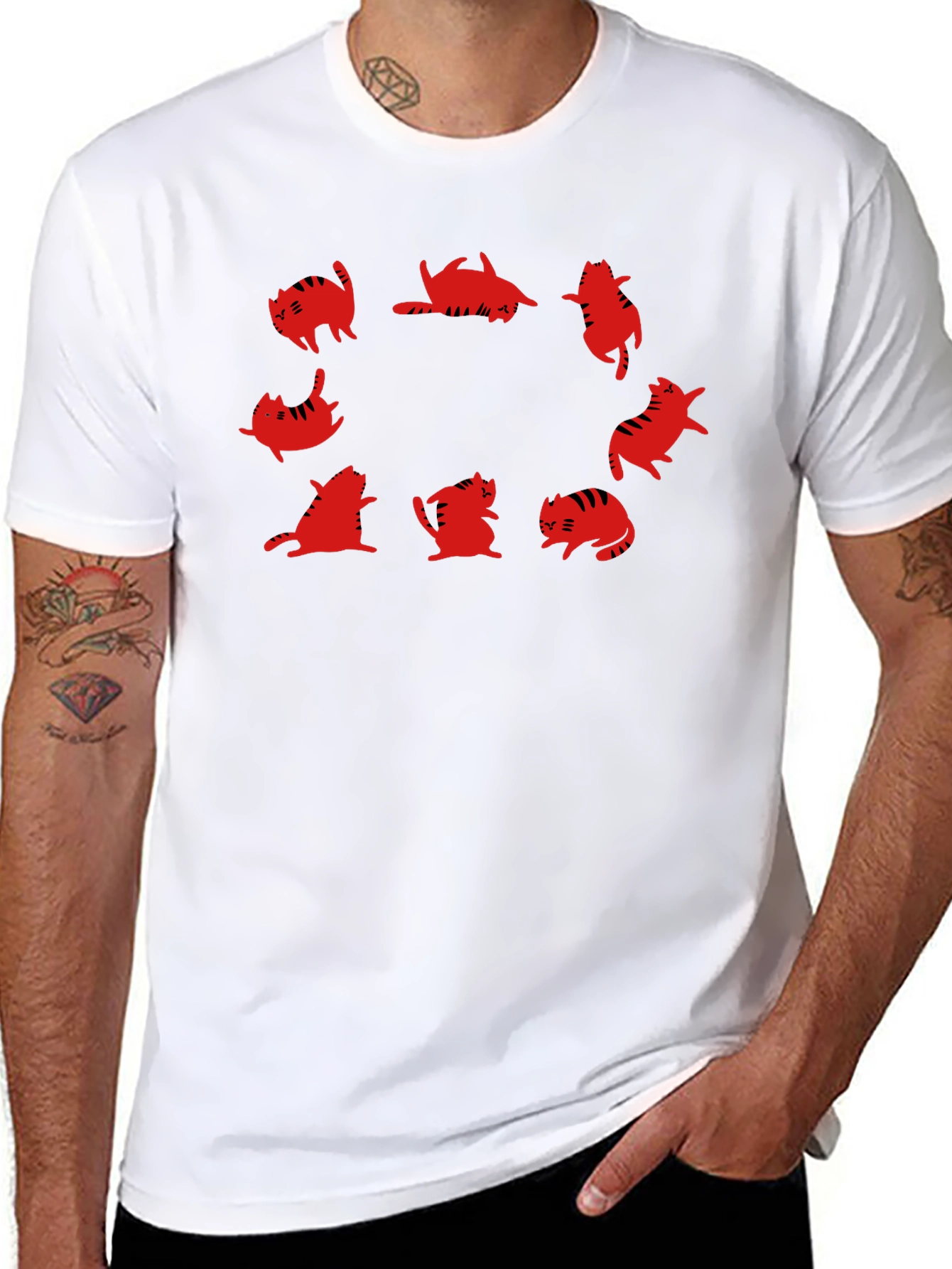 Cat Circle Graphic Tee - Unique Design!