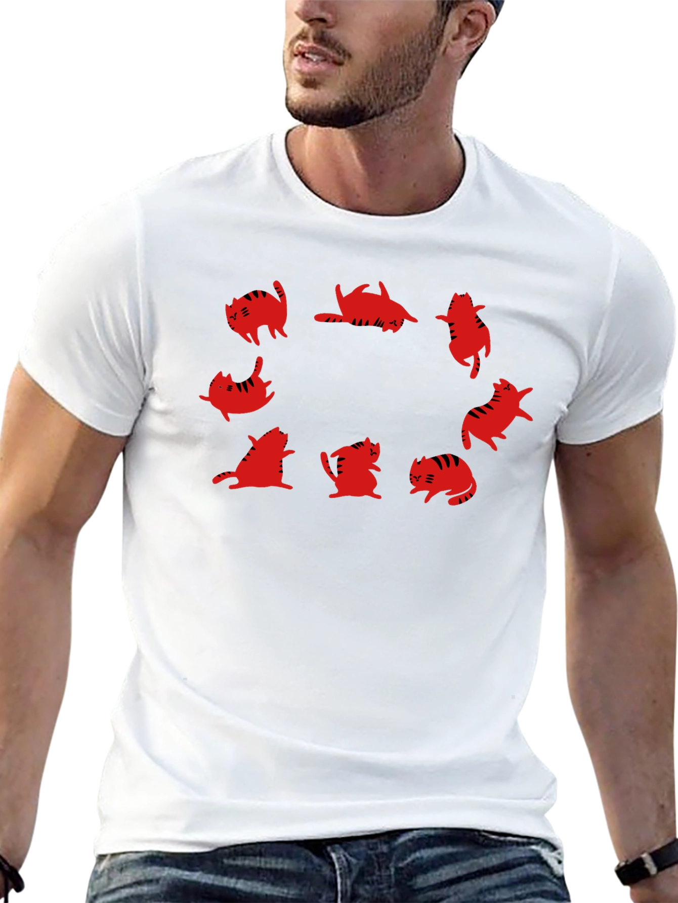 Cat Circle Graphic Tee - Unique Design!