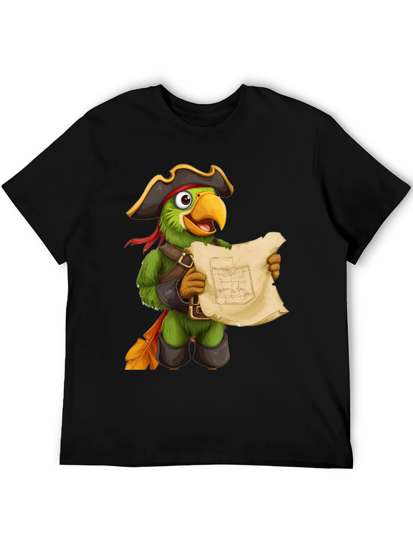 Parrot Pirate T-Shirt - Funny Cartoon Bird Tee