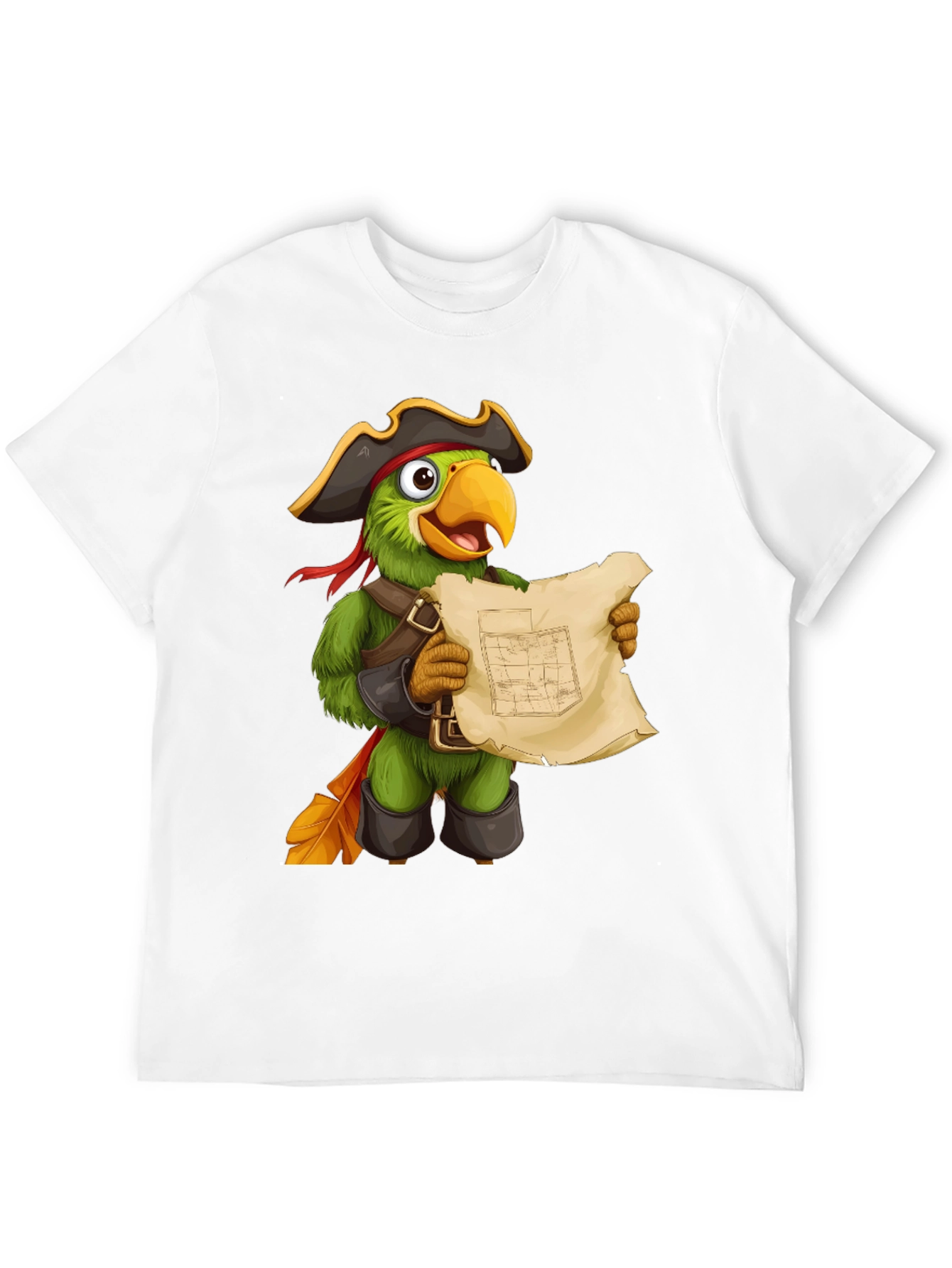 Parrot Pirate T-Shirt - Funny Cartoon Bird Tee