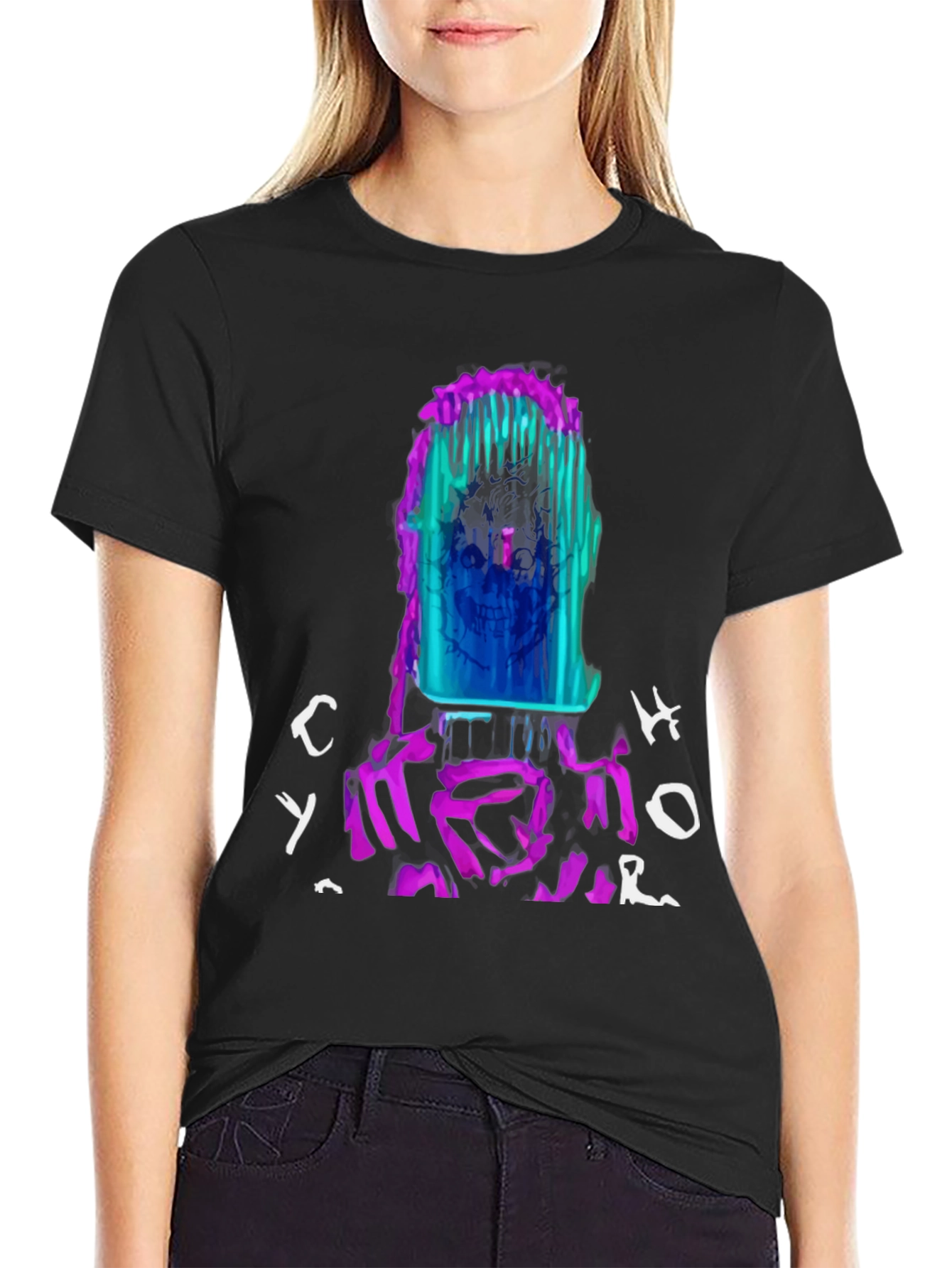 Vibrant Graphic Print Crew Neck Tee