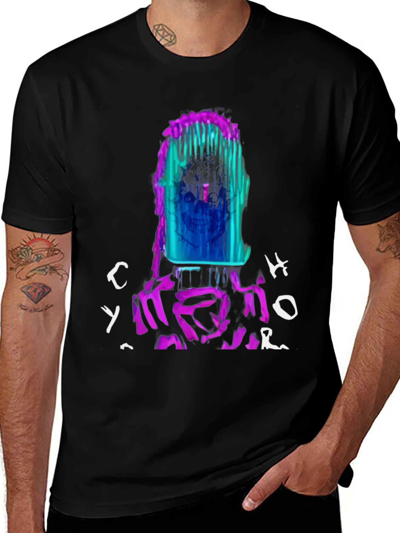 Vibrant Graphic Print Crew Neck Tee