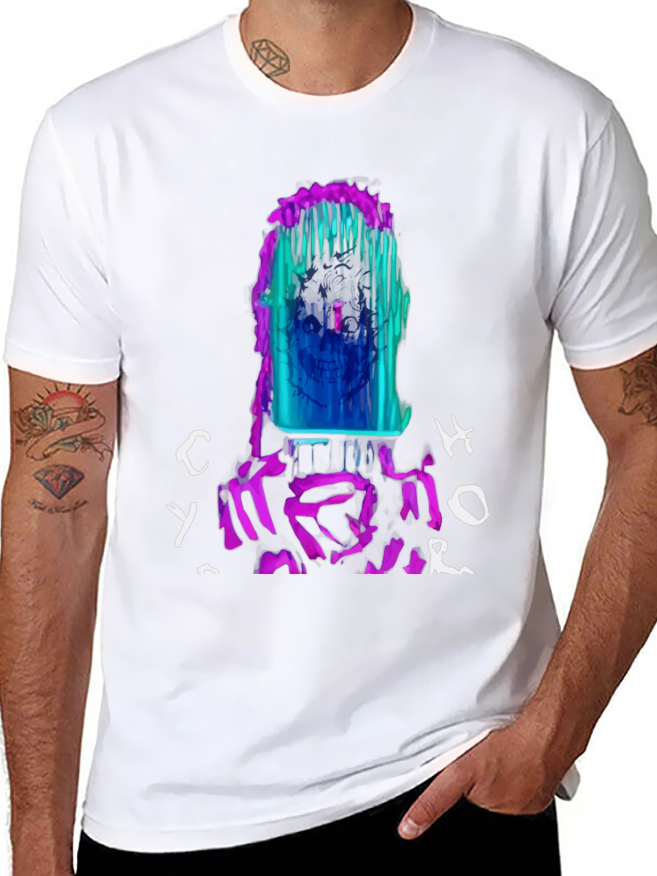 Vibrant Graphic Print Crew Neck Tee