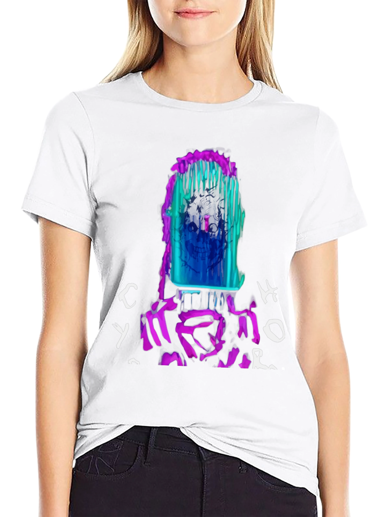 Vibrant Graphic Print Crew Neck Tee