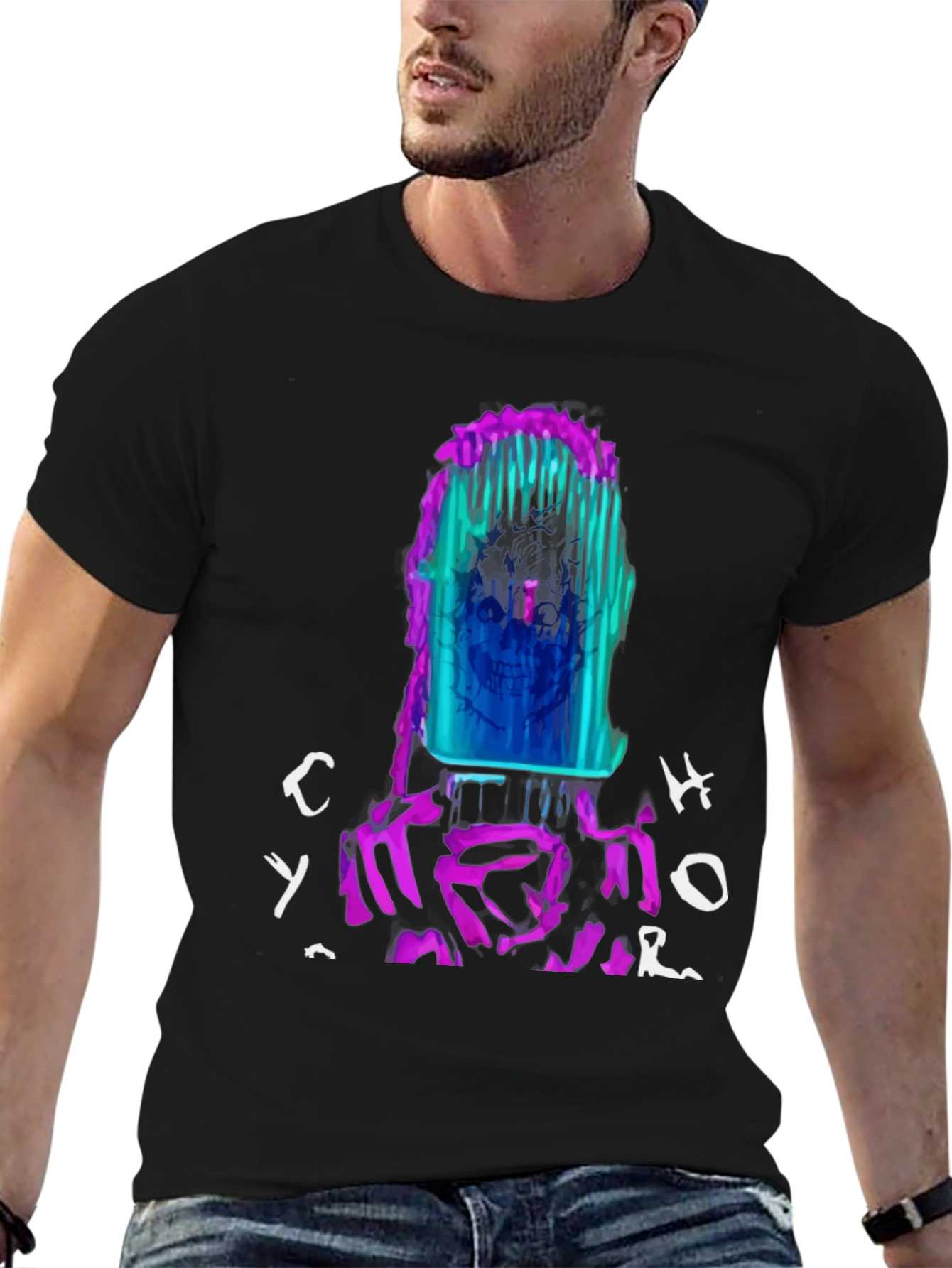 Vibrant Graphic Print Crew Neck Tee
