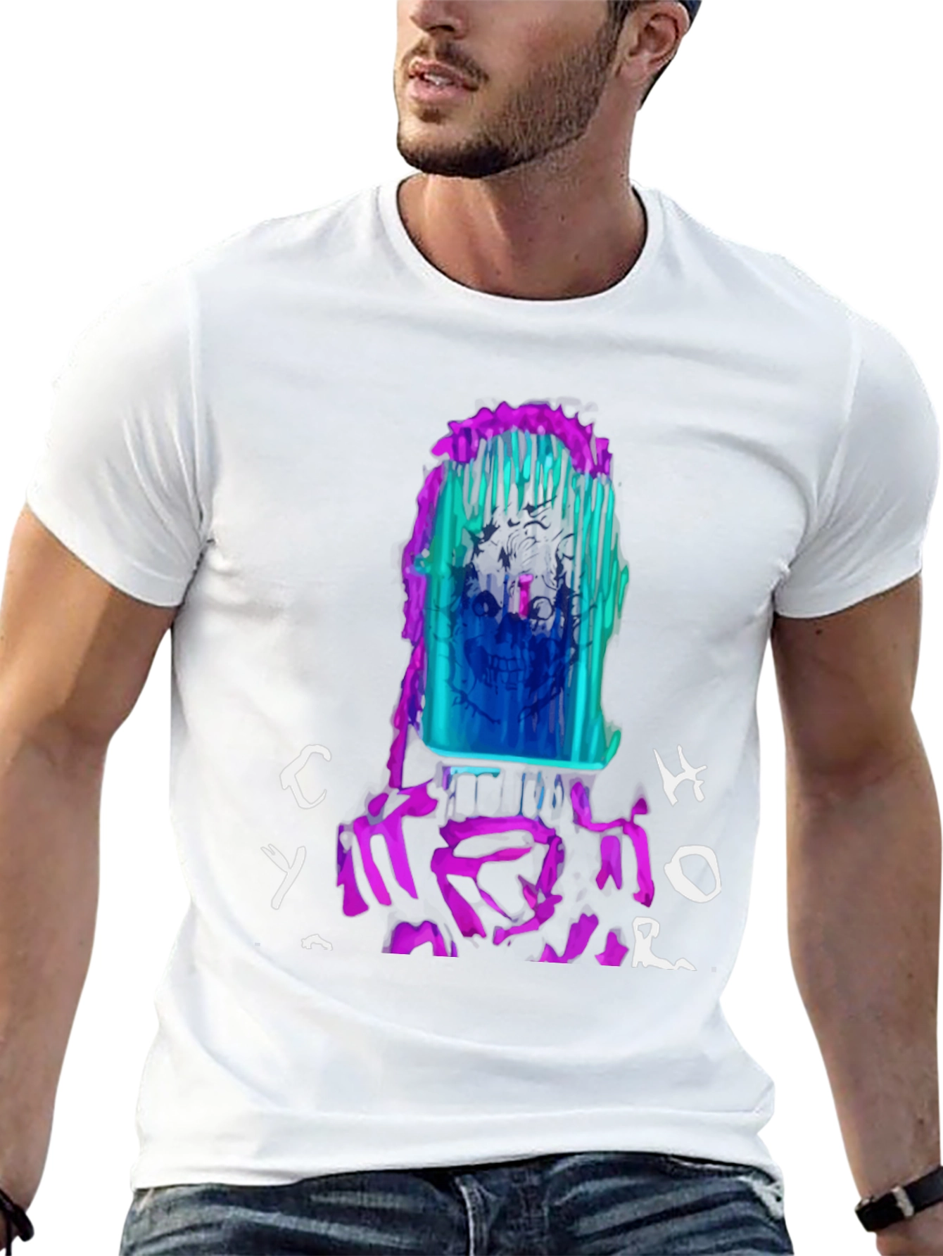 Vibrant Graphic Print Crew Neck Tee