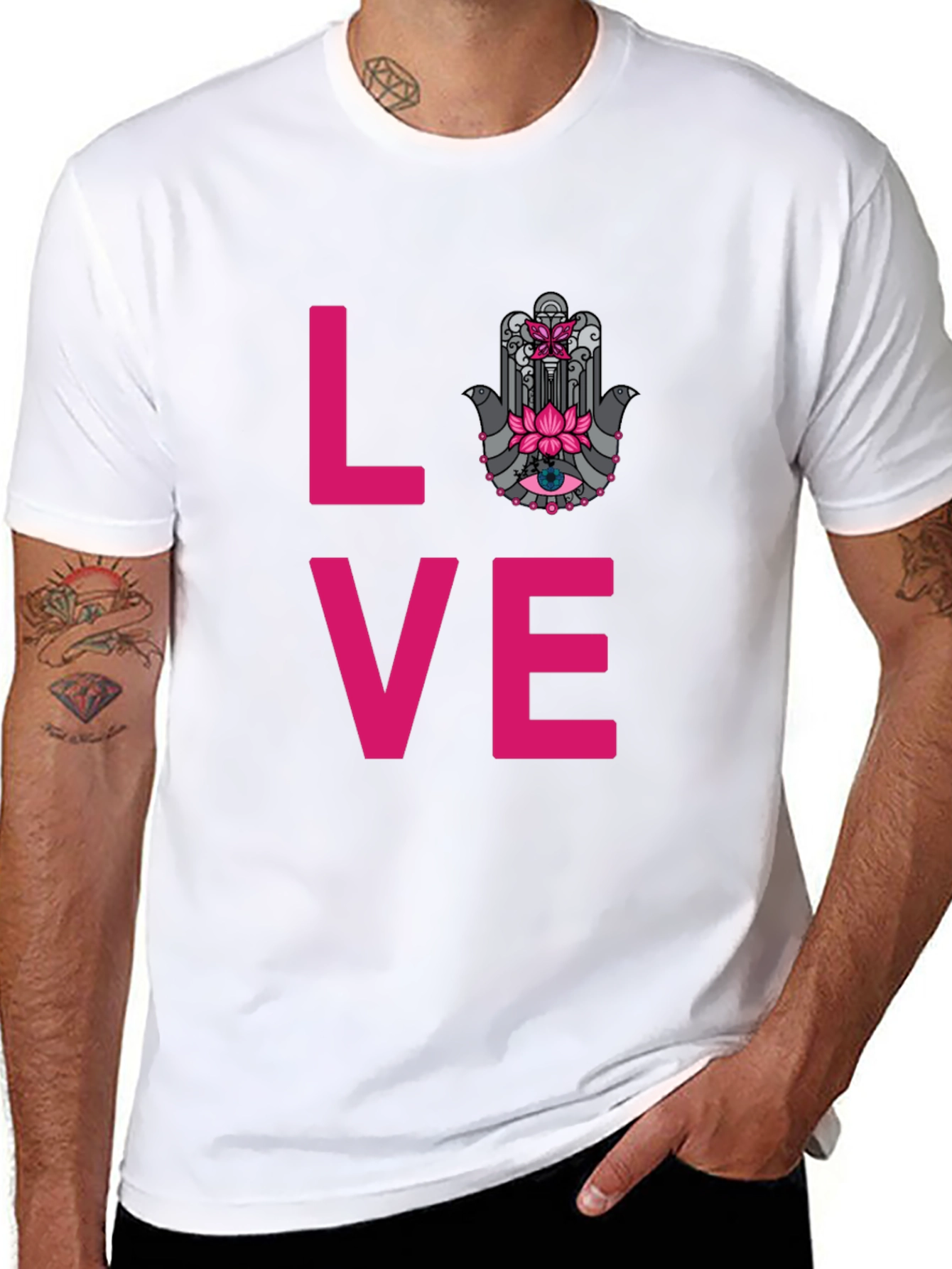 Love Hamsa Graphic Tee - Stylish Mens Black T-Shirt