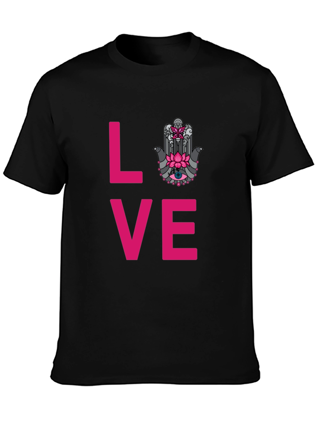 Love Hamsa Graphic Tee - Stylish Mens Black T-Shirt
