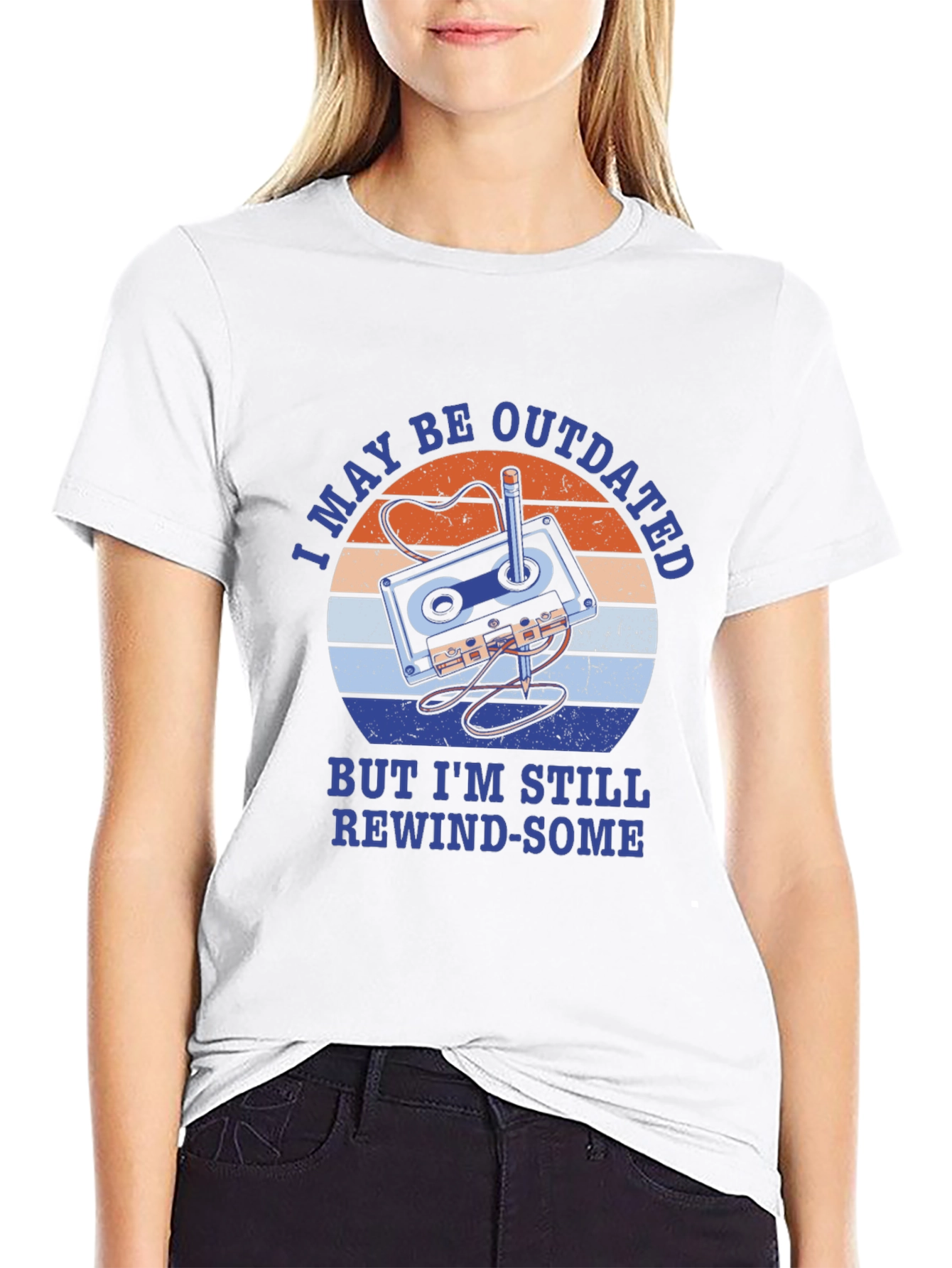 Retro Cassette Tape T-Shirt - Rewind-Some Humor Tee