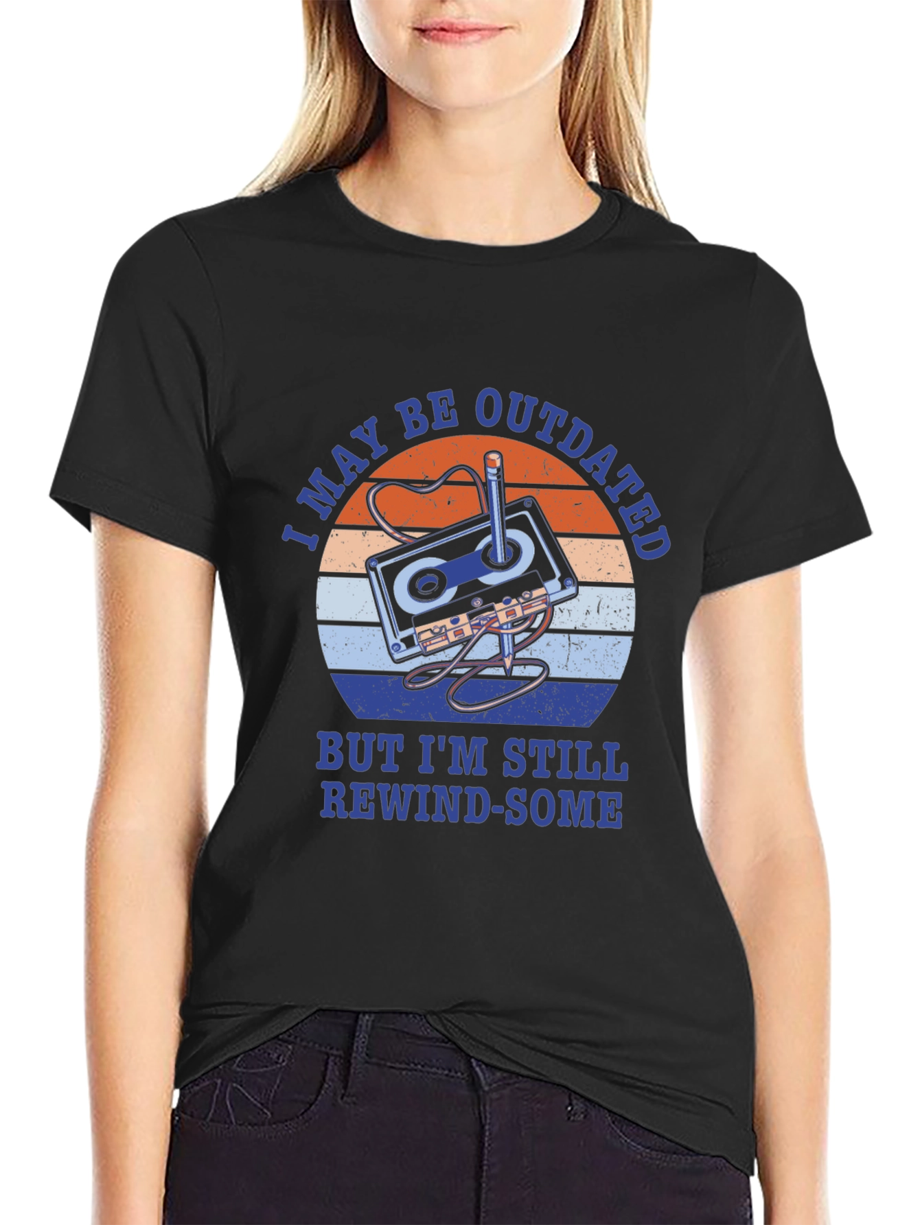 Retro Cassette Tape T-Shirt - Rewind-Some Humor Tee