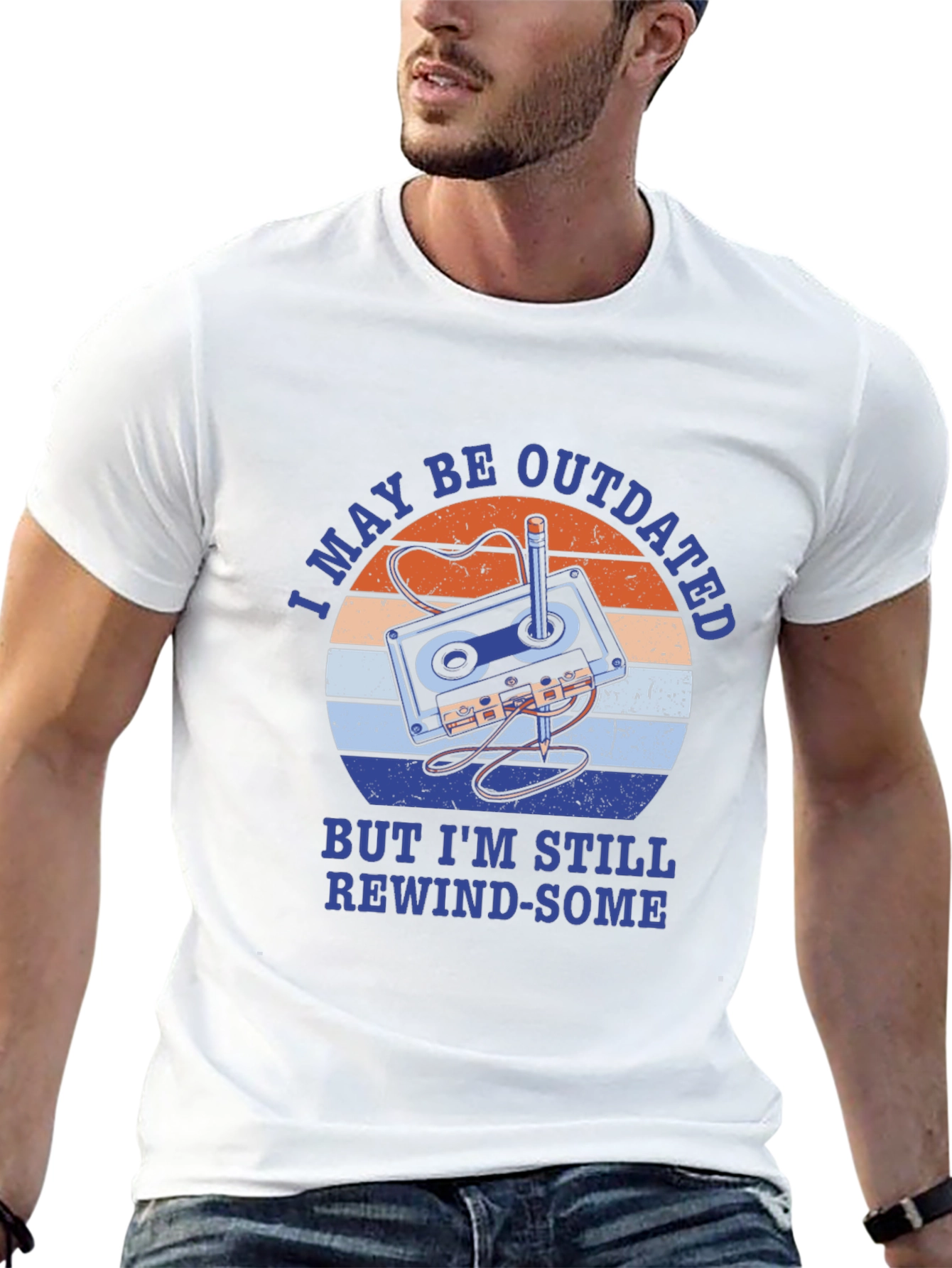 Retro Cassette Tape T-Shirt - Rewind-Some Humor Tee