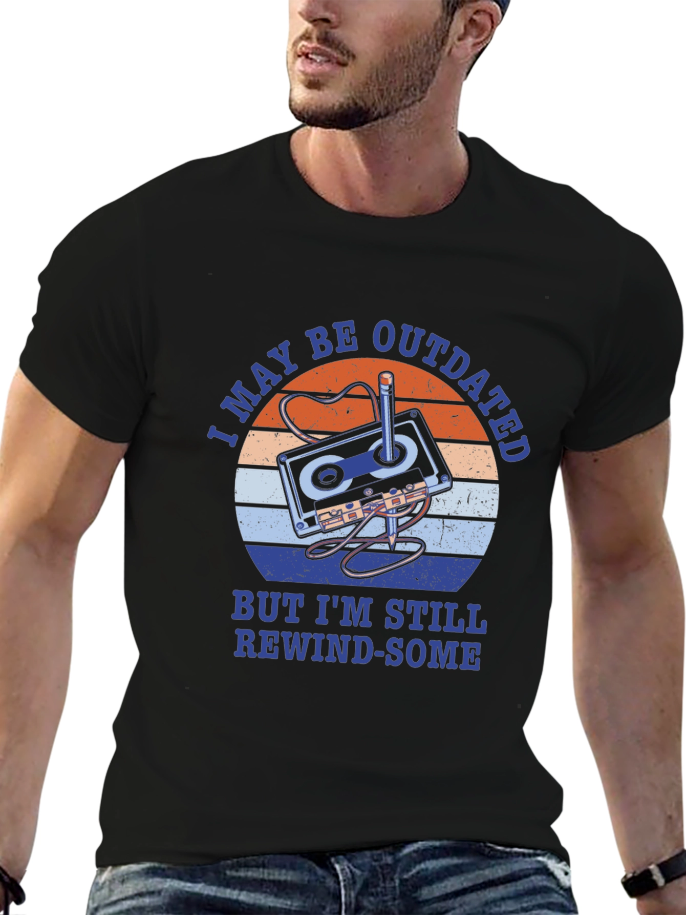 Retro Cassette Tape T-Shirt - Rewind-Some Humor Tee