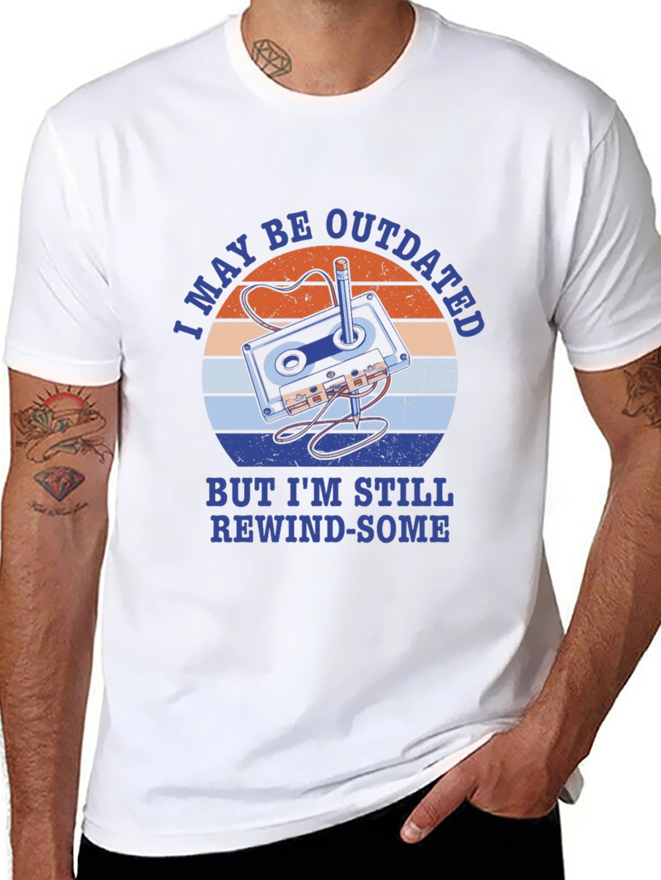 Retro Cassette Tape T-Shirt - Rewind-Some Humor Tee