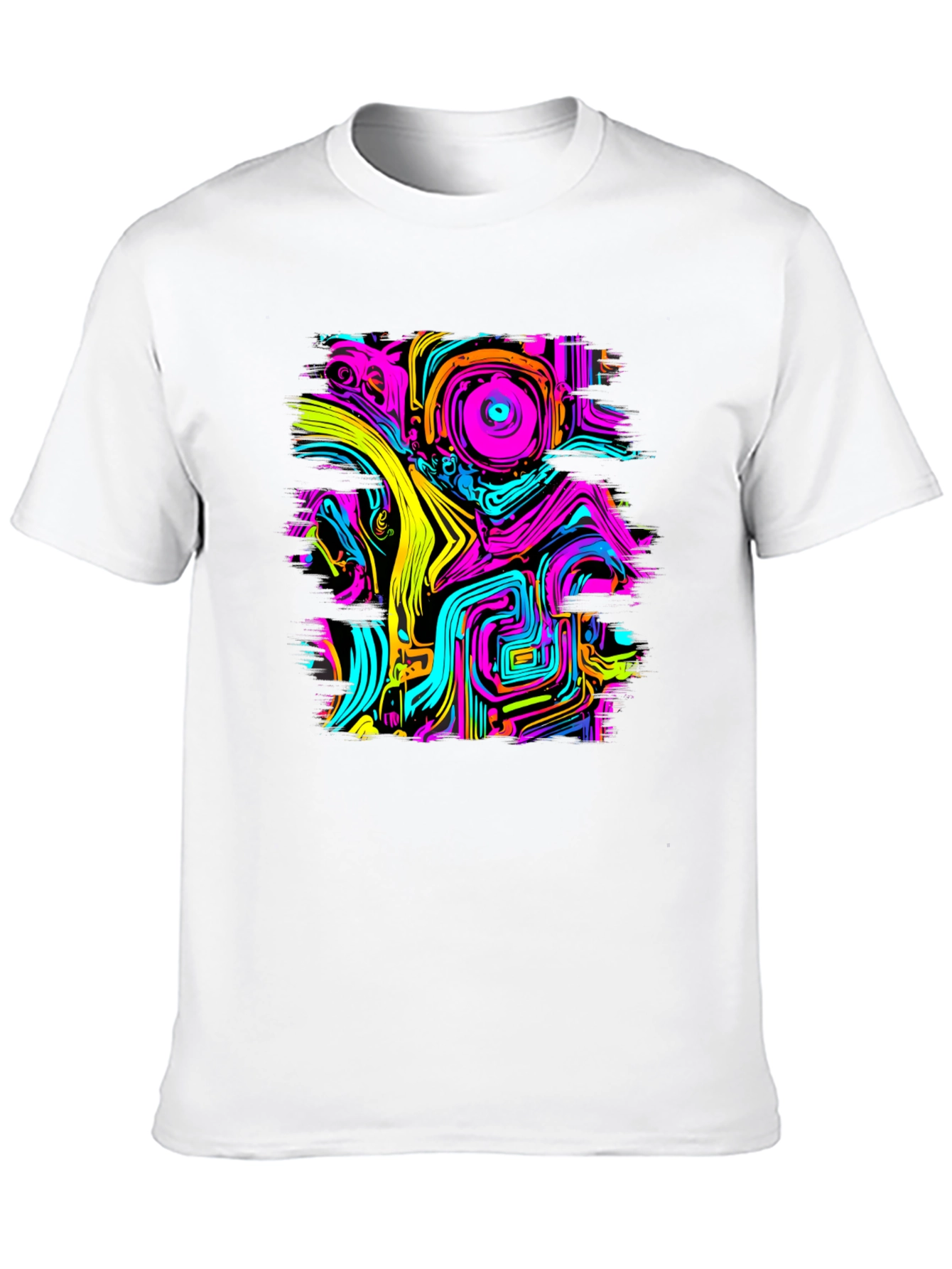 Psychedelic Circuit Print Tee - Vivid Rave Style