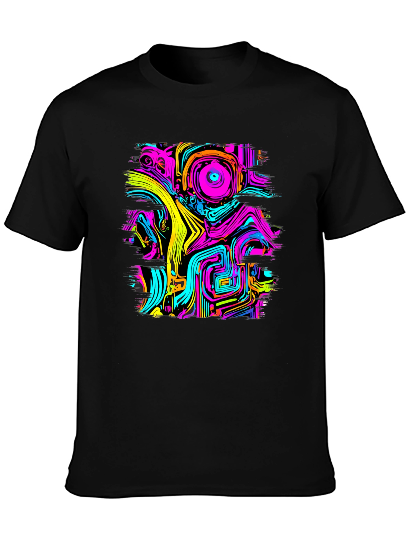 Psychedelic Circuit Print Tee - Vivid Rave Style