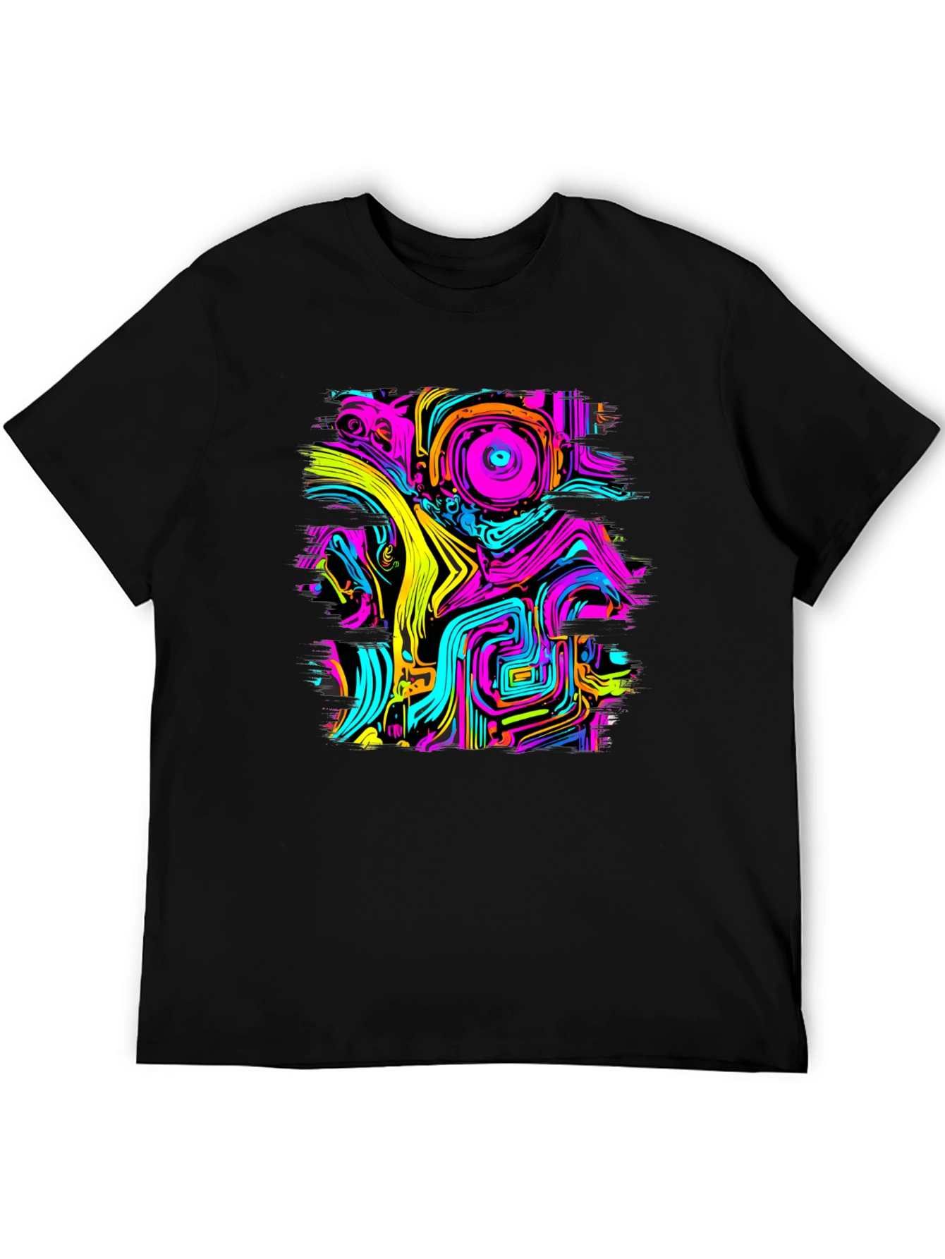 Psychedelic Circuit Print Tee - Vivid Rave Style