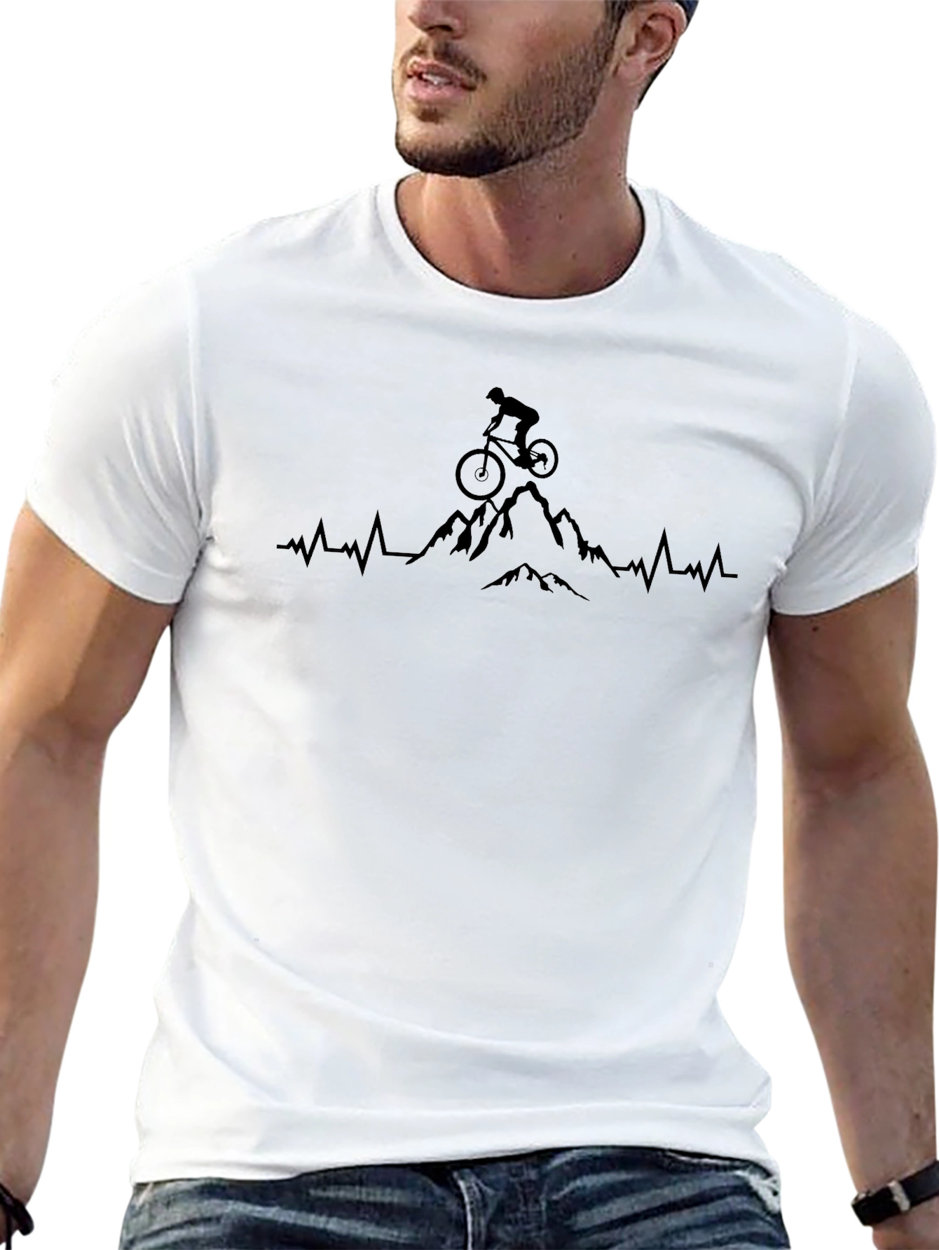 Mountain Biker Heartbeat T-Shirt - Adventure Tee