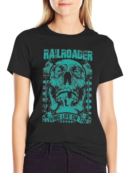 Railroader Skull Graphic Tee - Living Life on the Rails!