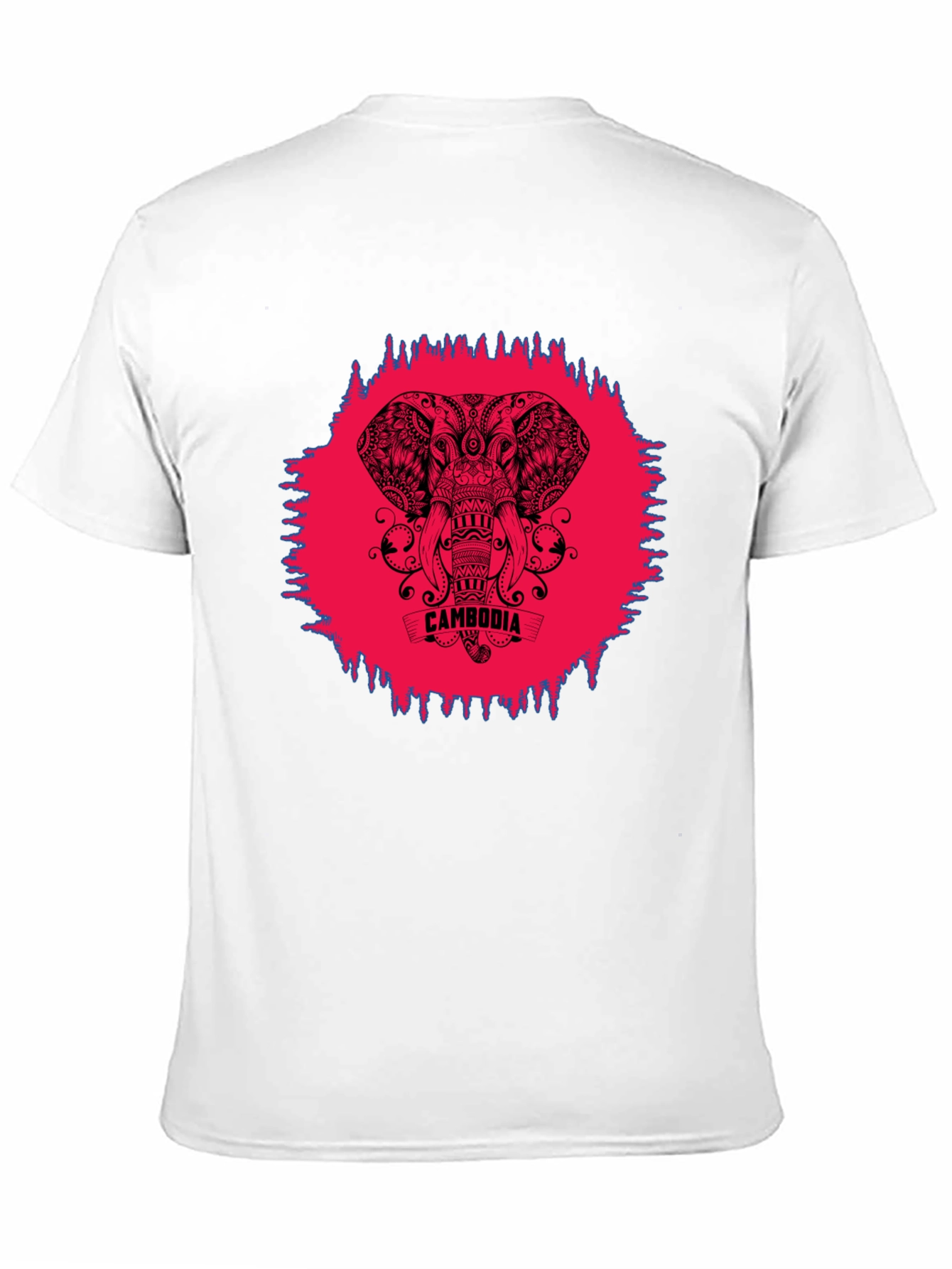 Cambodia Elephant Graphic Tee - Black Crew Neck Shirt