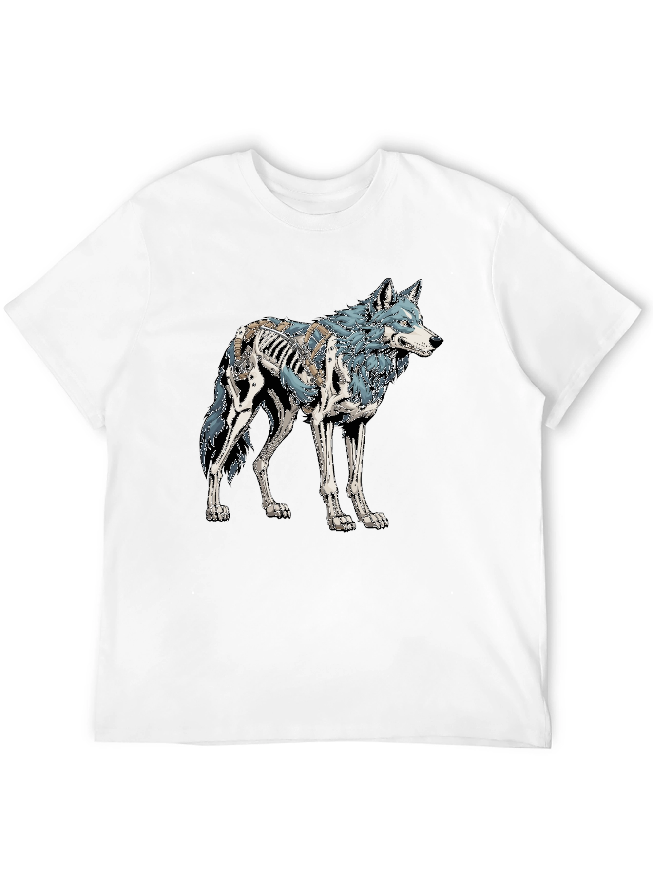 Wolf Skeleton Graphic Tee - Black Cotton T-Shirt