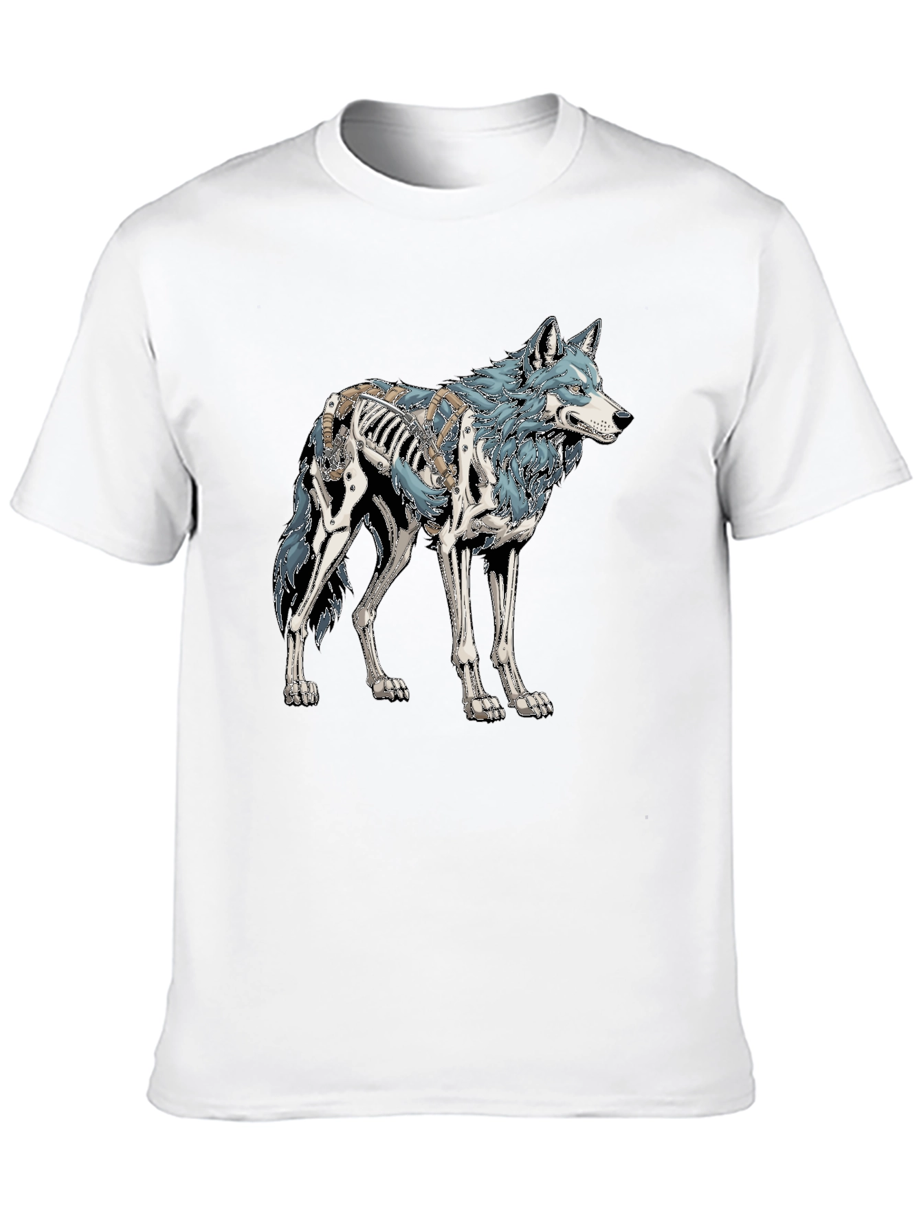 Wolf Skeleton Graphic Tee - Black Cotton T-Shirt