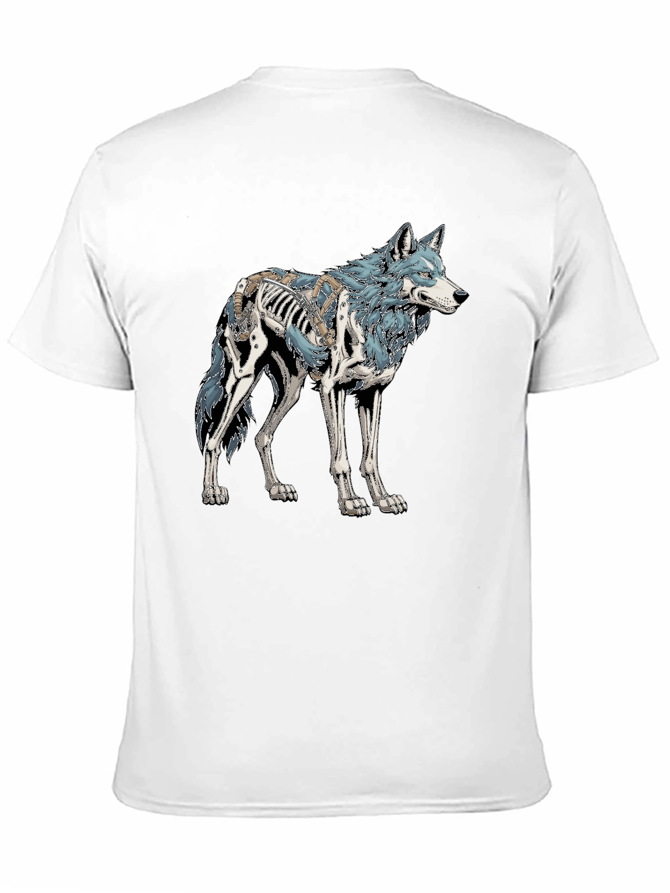 Wolf Skeleton Graphic Tee - Black Cotton T-Shirt