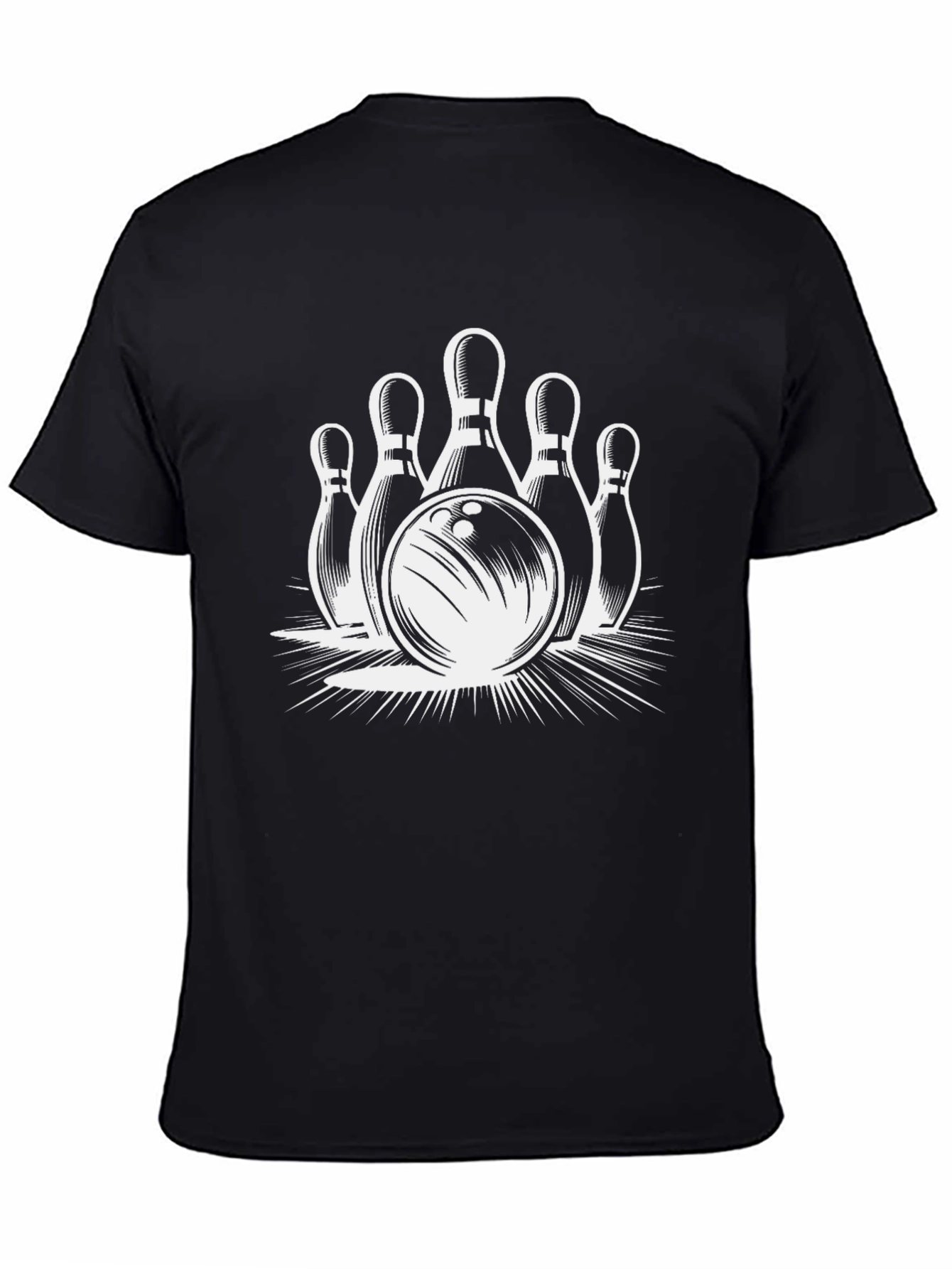 Bowling Strike Graphic T-Shirt - Black
