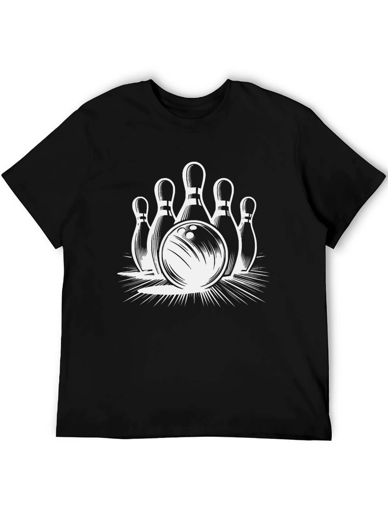 Bowling Strike Graphic T-Shirt - Black