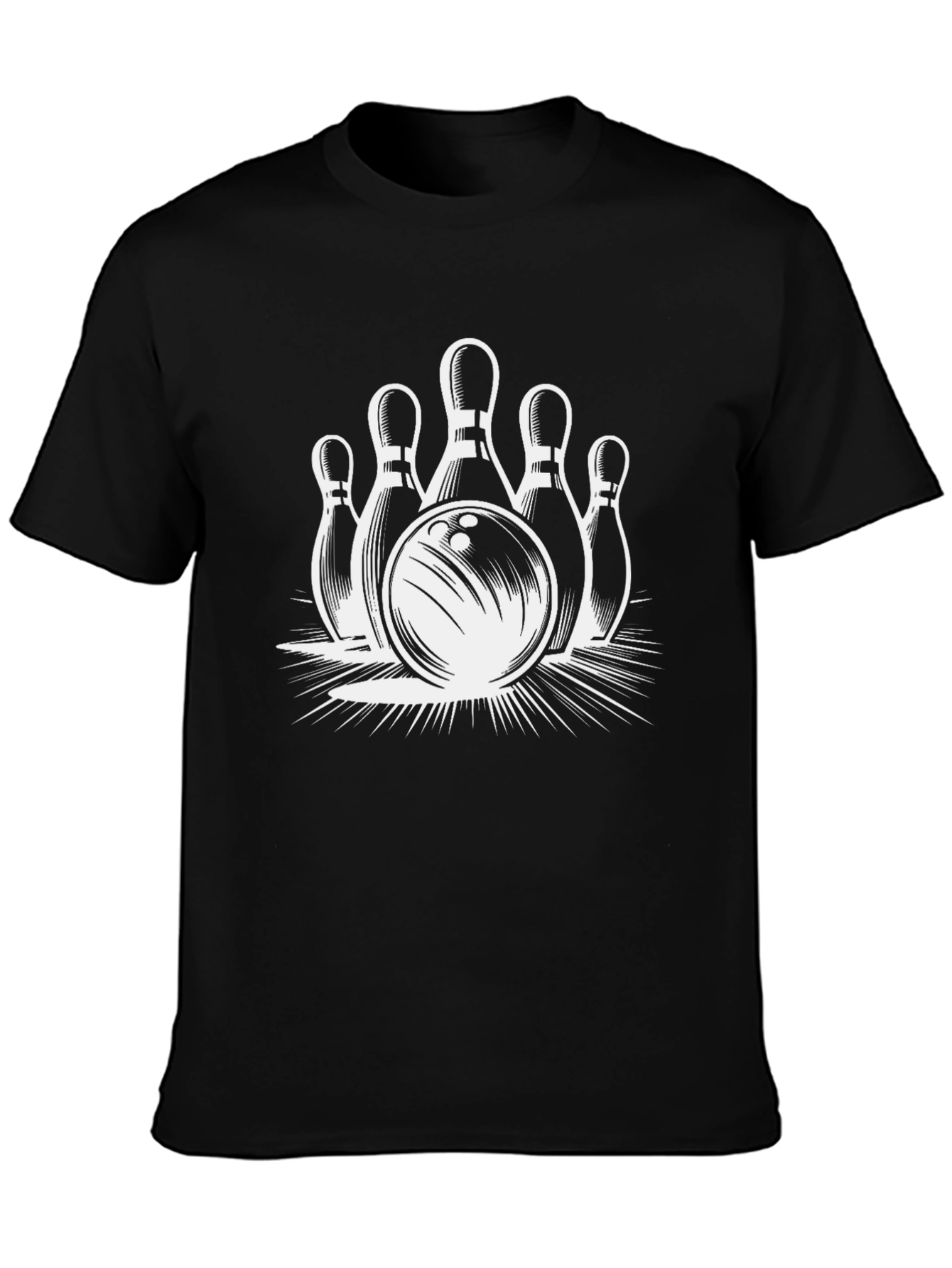 Bowling Strike Graphic T-Shirt - Black