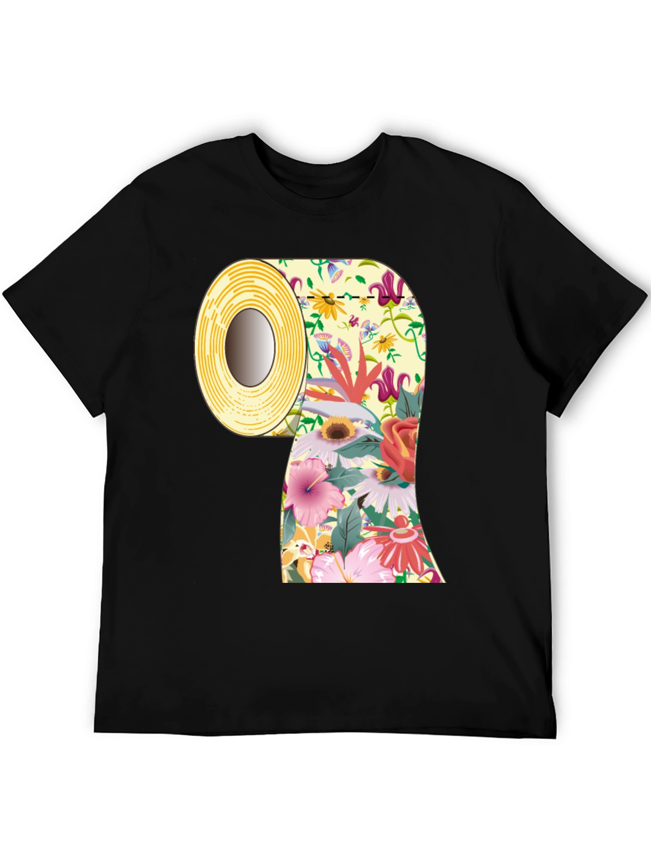 Floral Toilet Paper Roll Graphic T-Shirt
