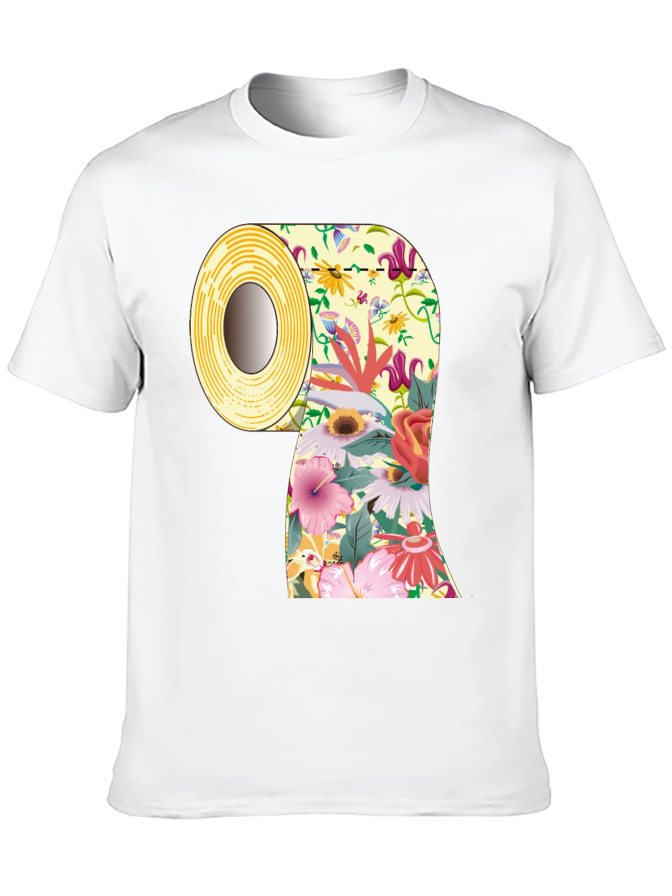 Floral Toilet Paper Roll Graphic T-Shirt