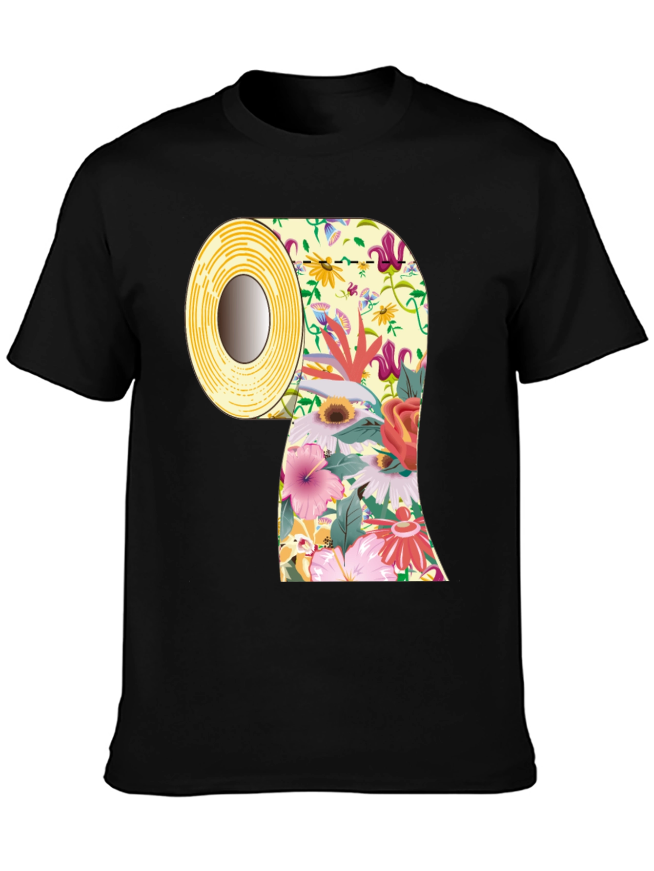 Floral Toilet Paper Roll Graphic T-Shirt