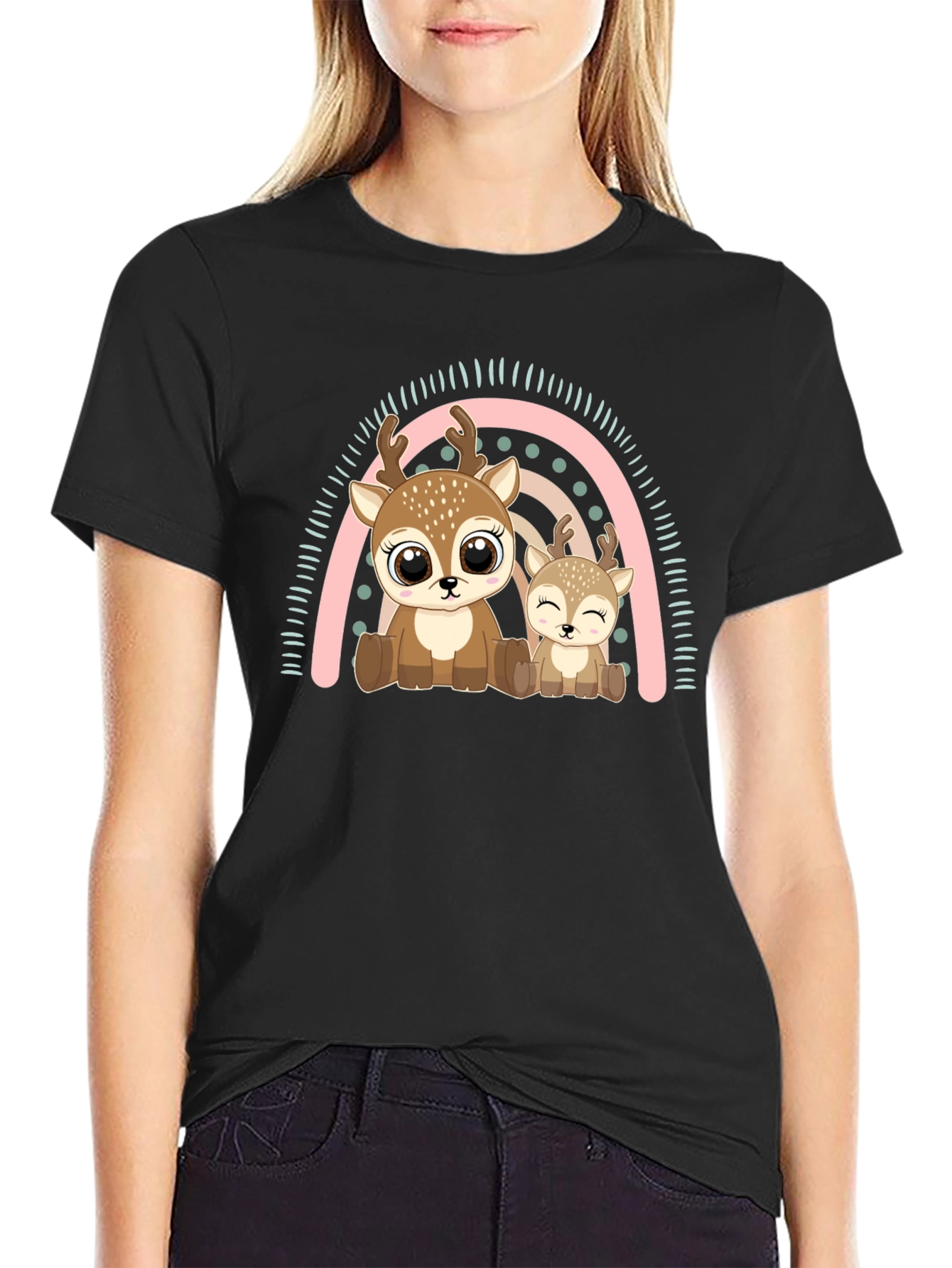Cute Deer Rainbow Graphic Tee